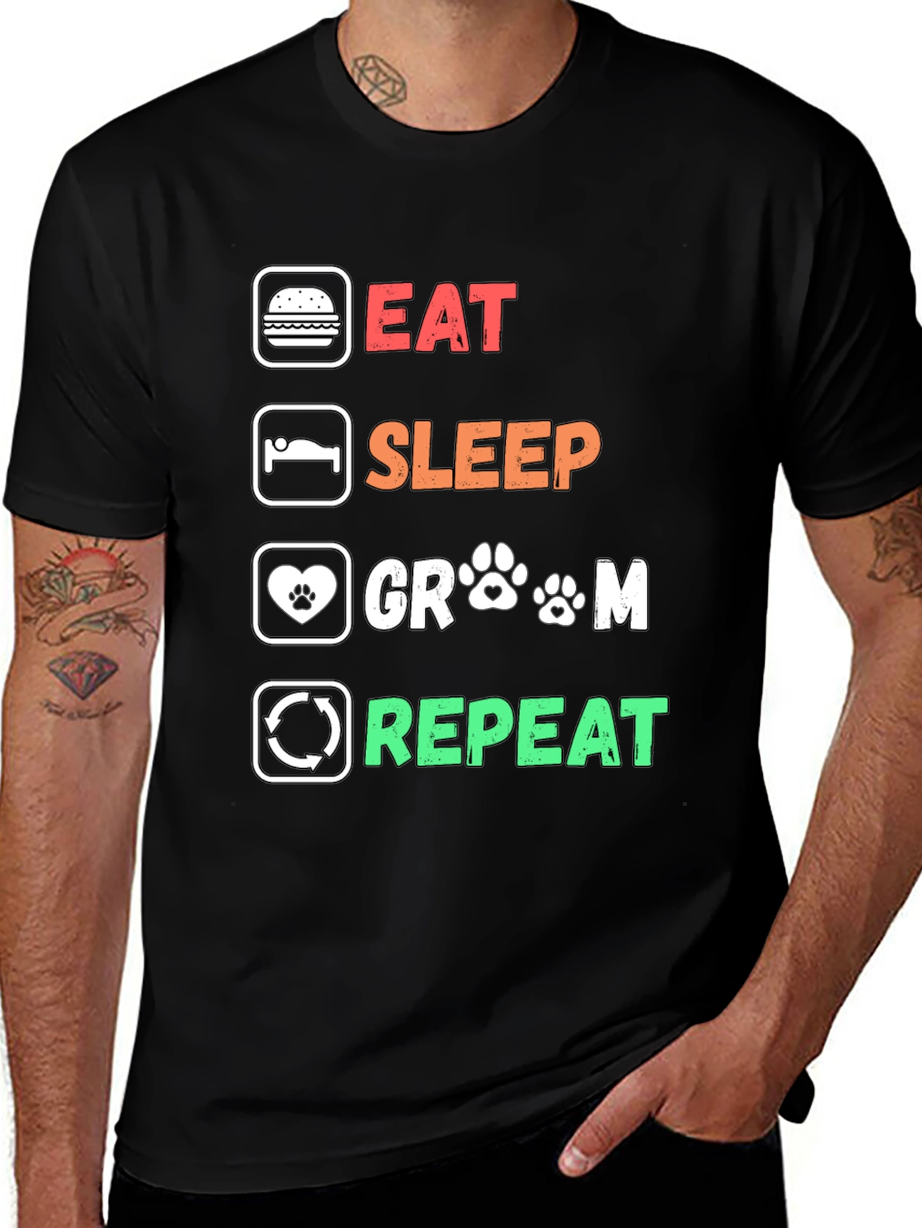 Eat Sleep Groom Repeat Graphic Tee