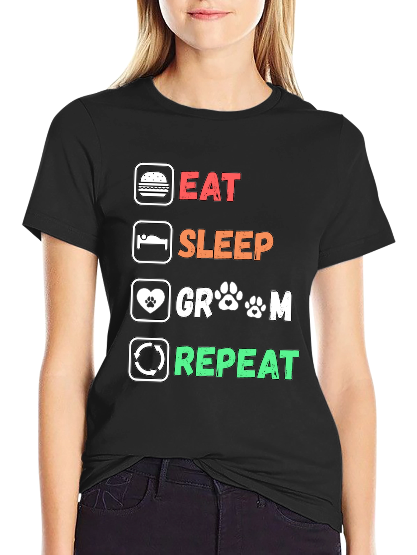 Eat Sleep Groom Repeat Graphic Tee