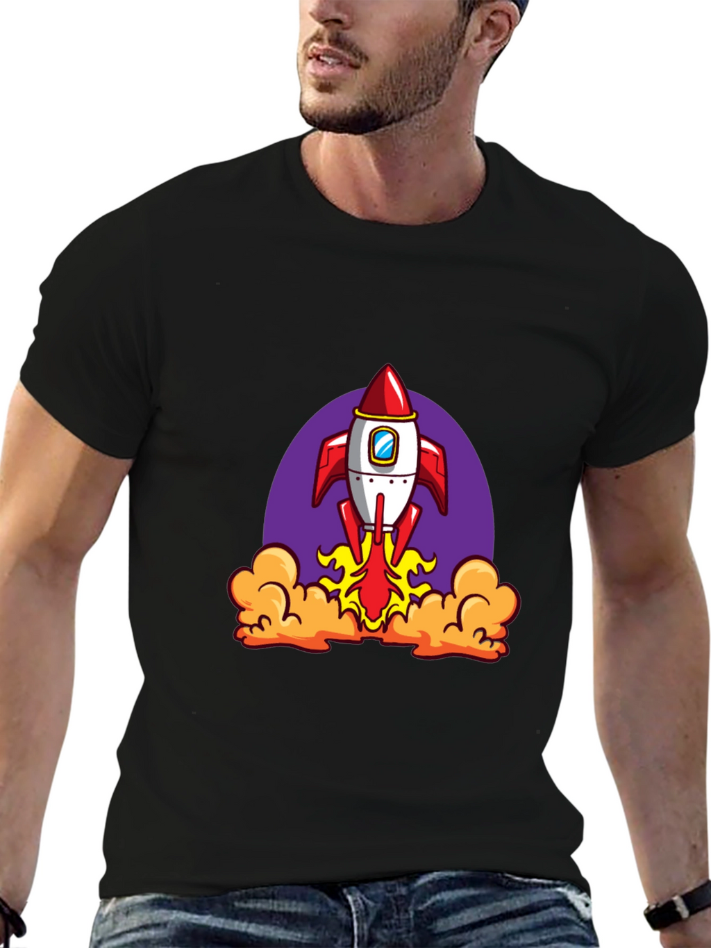 Rocket Launch Black Graphic Tee