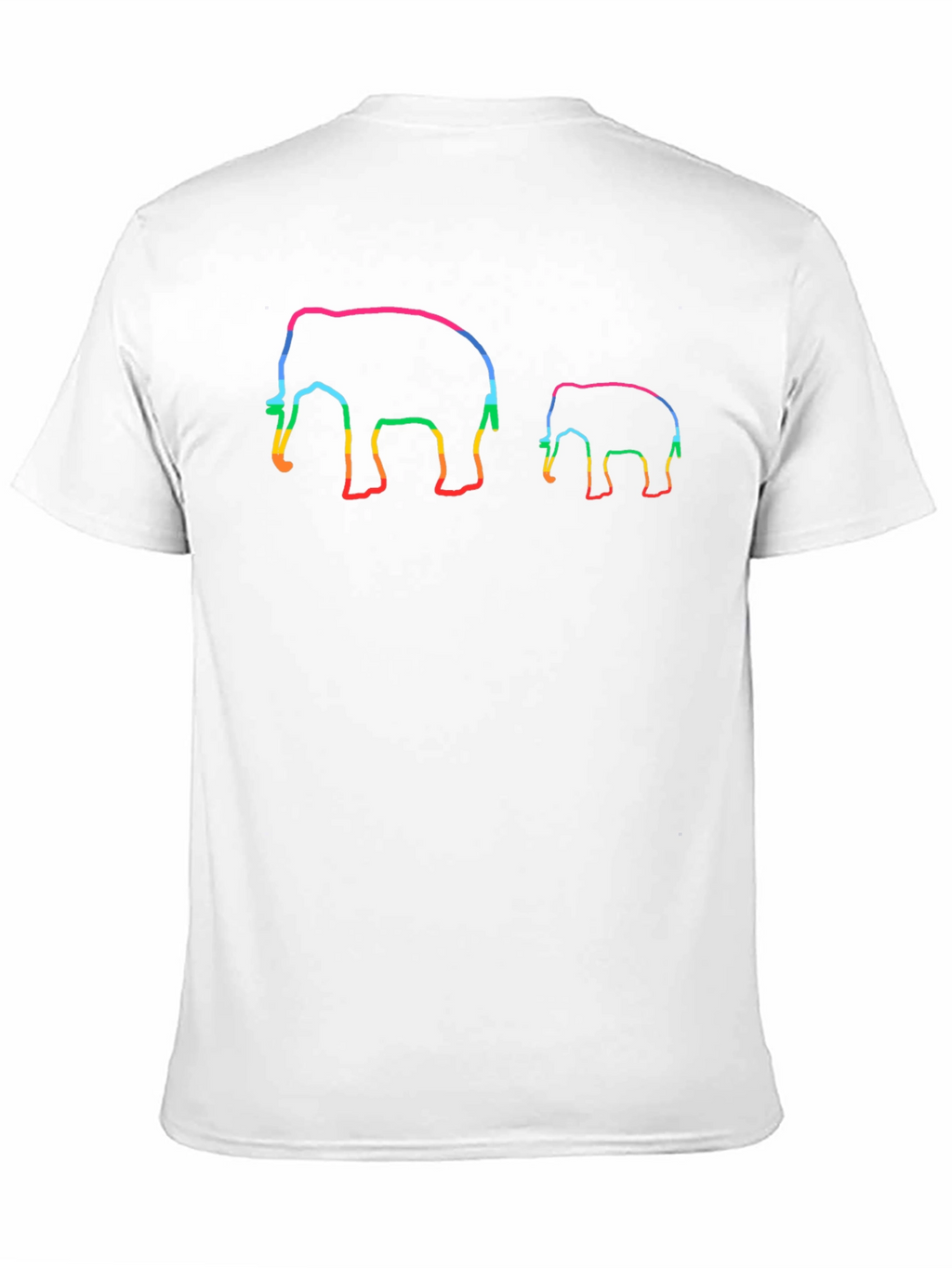 Rainbow Elephant Outlined Black Tee