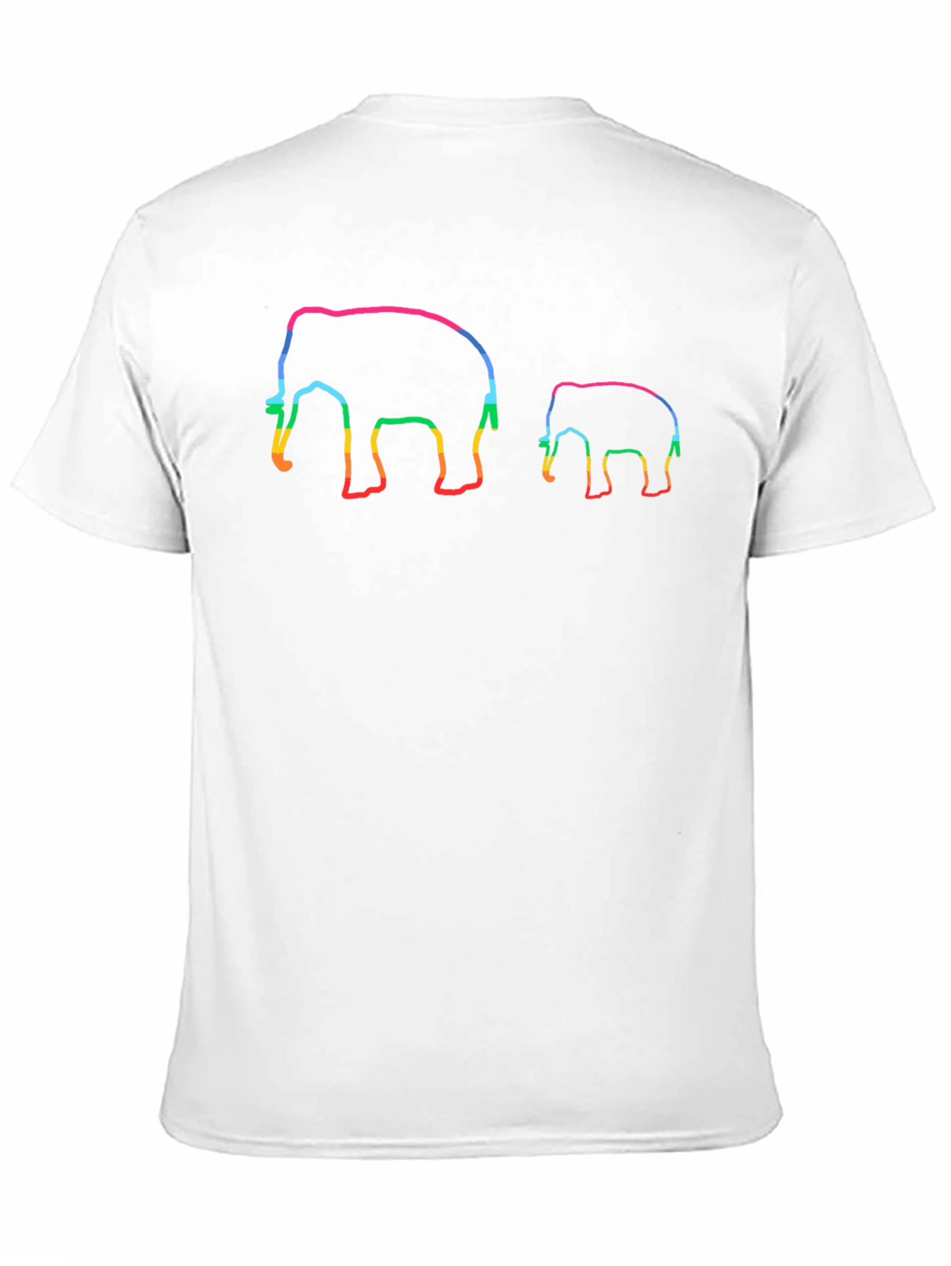 Rainbow Elephant Outlined Black Tee