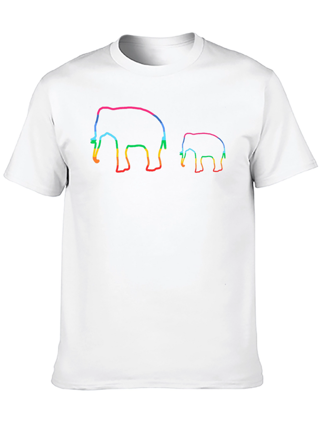 Rainbow Elephant Outlined Black Tee