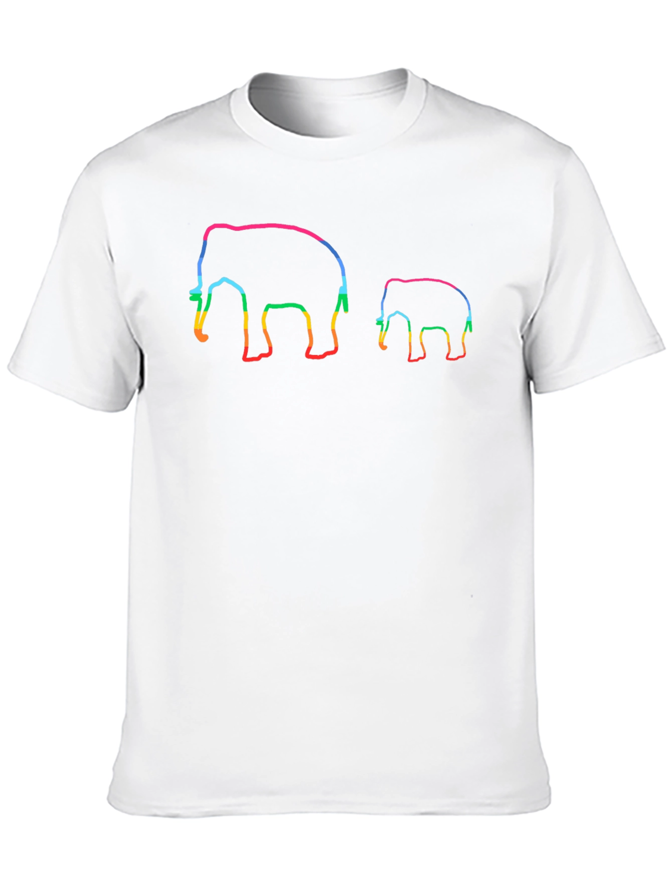 Rainbow Elephant Outlined Black Tee