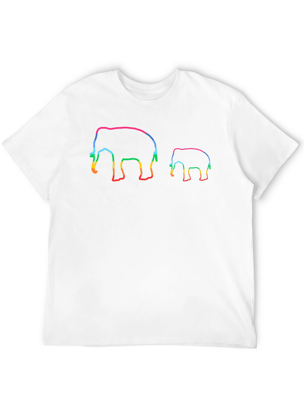 Rainbow Elephant Outlined Black Tee