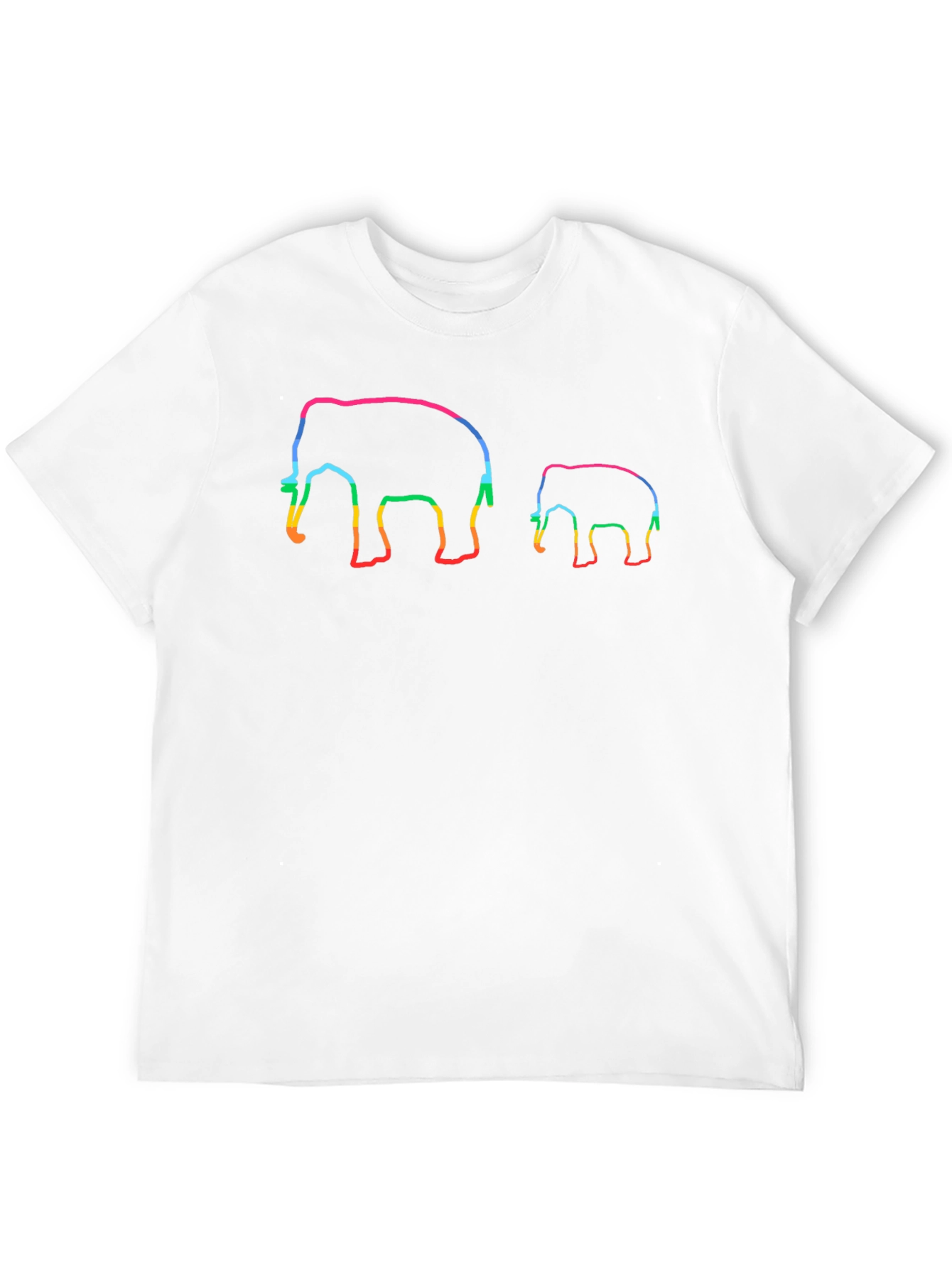 Rainbow Elephant Outlined Black Tee