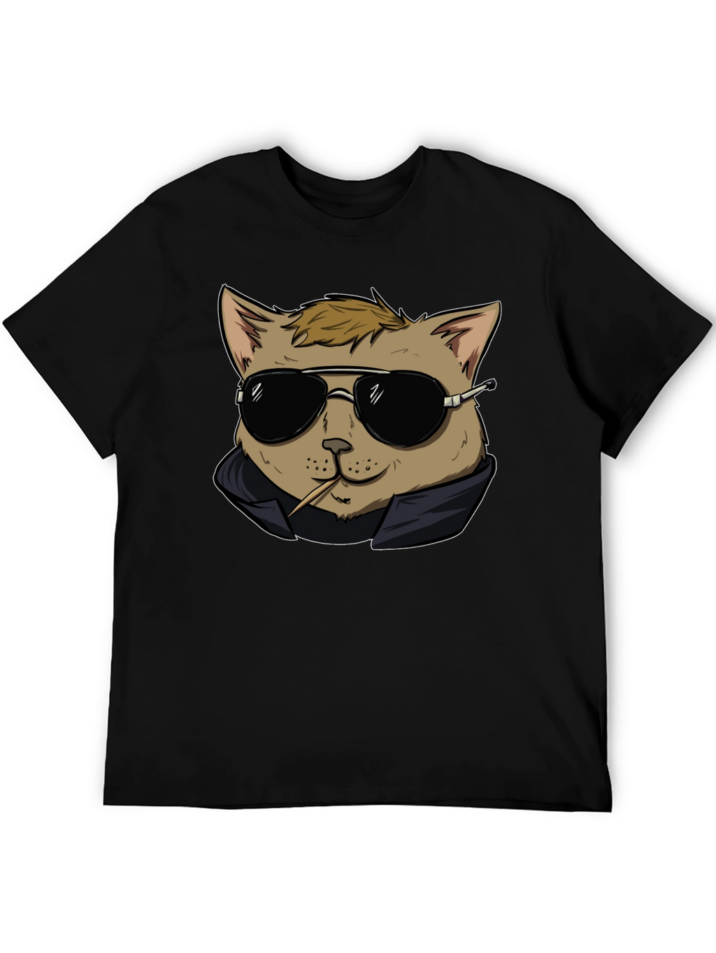 Cool Cat Tee - Black Cotton Graphic T-Shirt