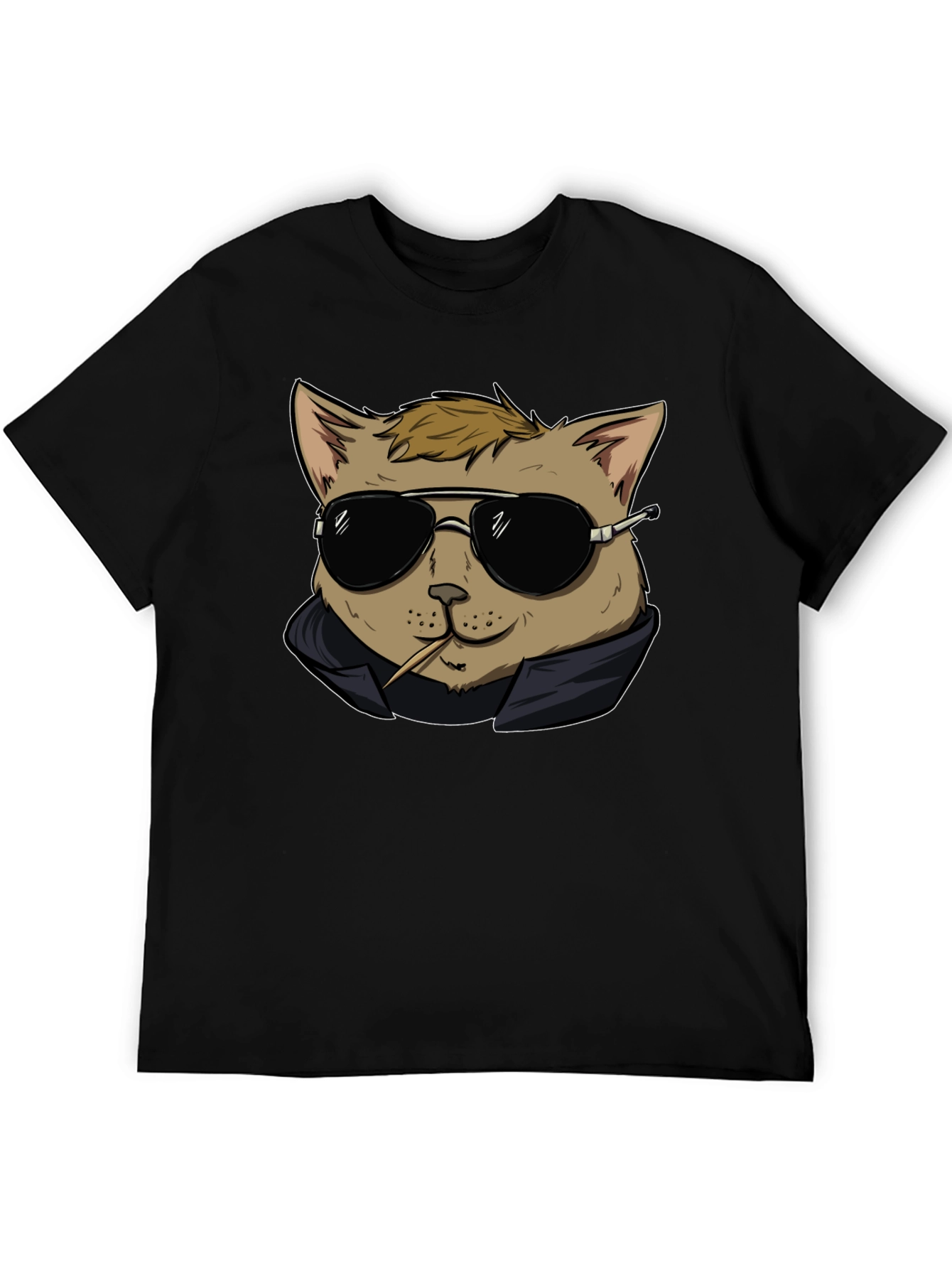 Cool Cat Tee - Black Cotton Graphic T-Shirt