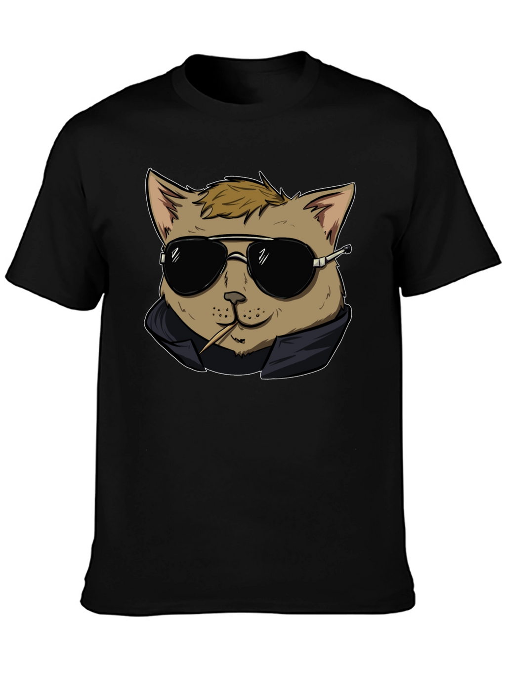 Cool Cat Tee - Black Cotton Graphic T-Shirt