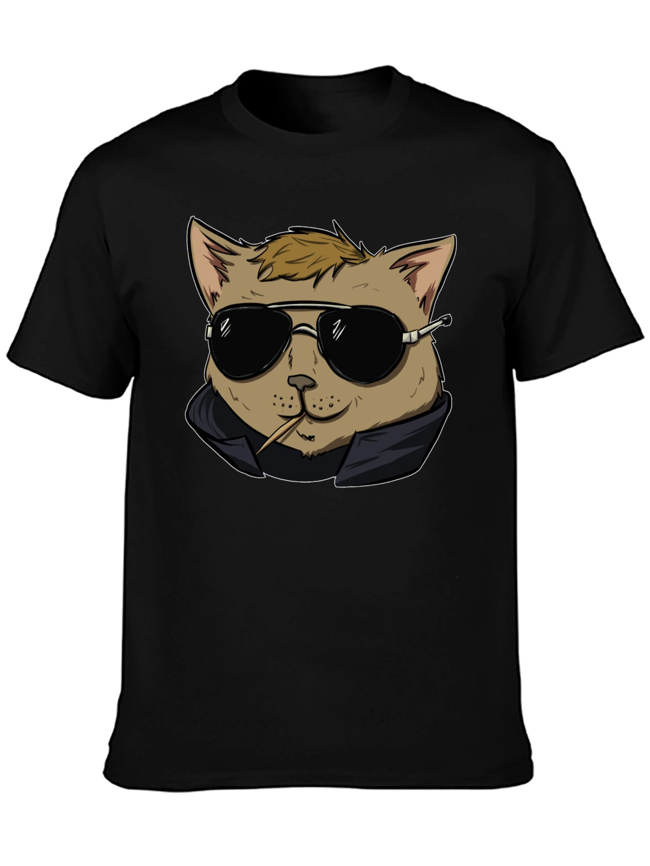 Cool Cat Tee - Black Cotton Graphic T-Shirt