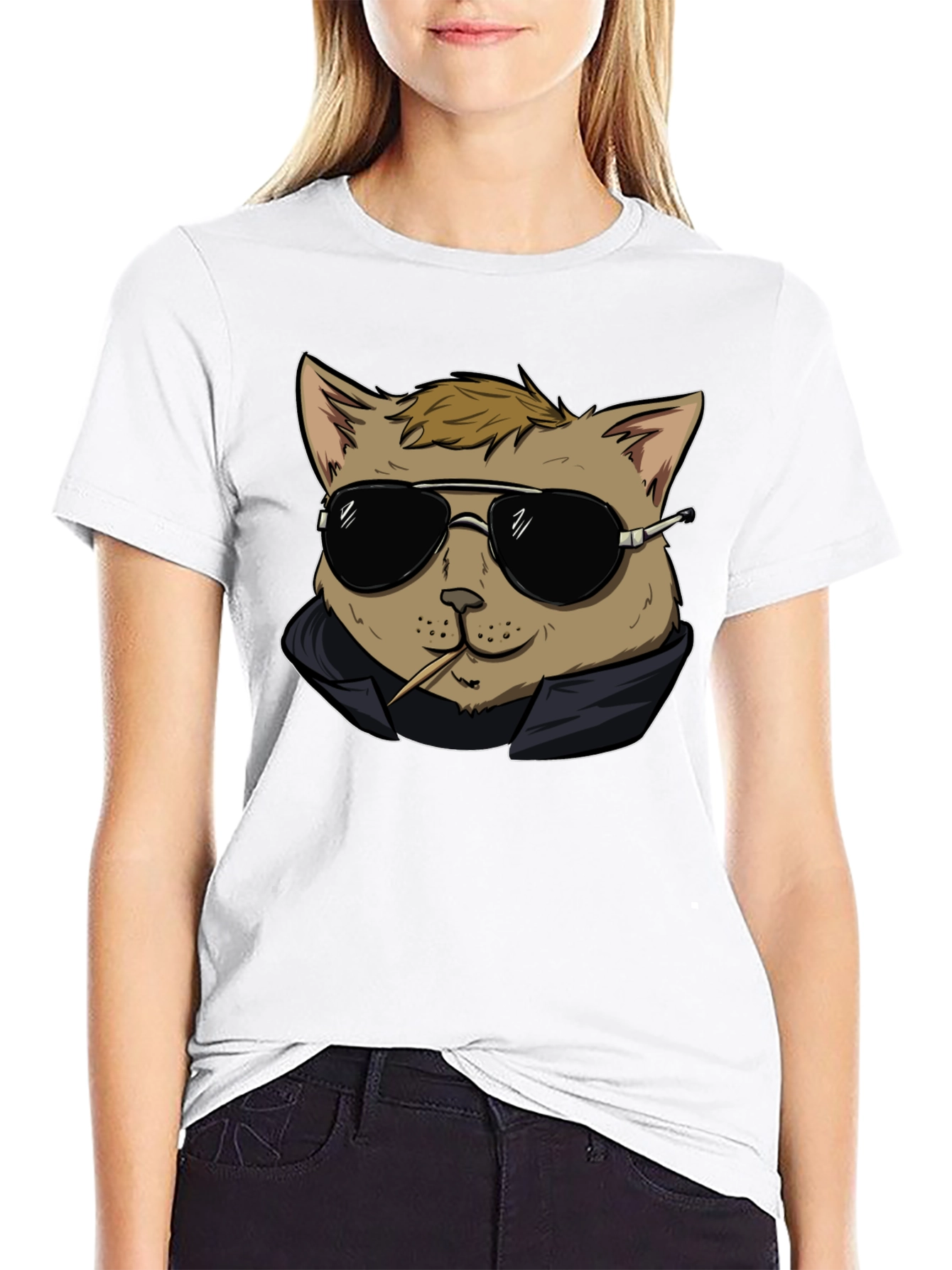 Cool Cat Tee - Black Cotton Graphic T-Shirt