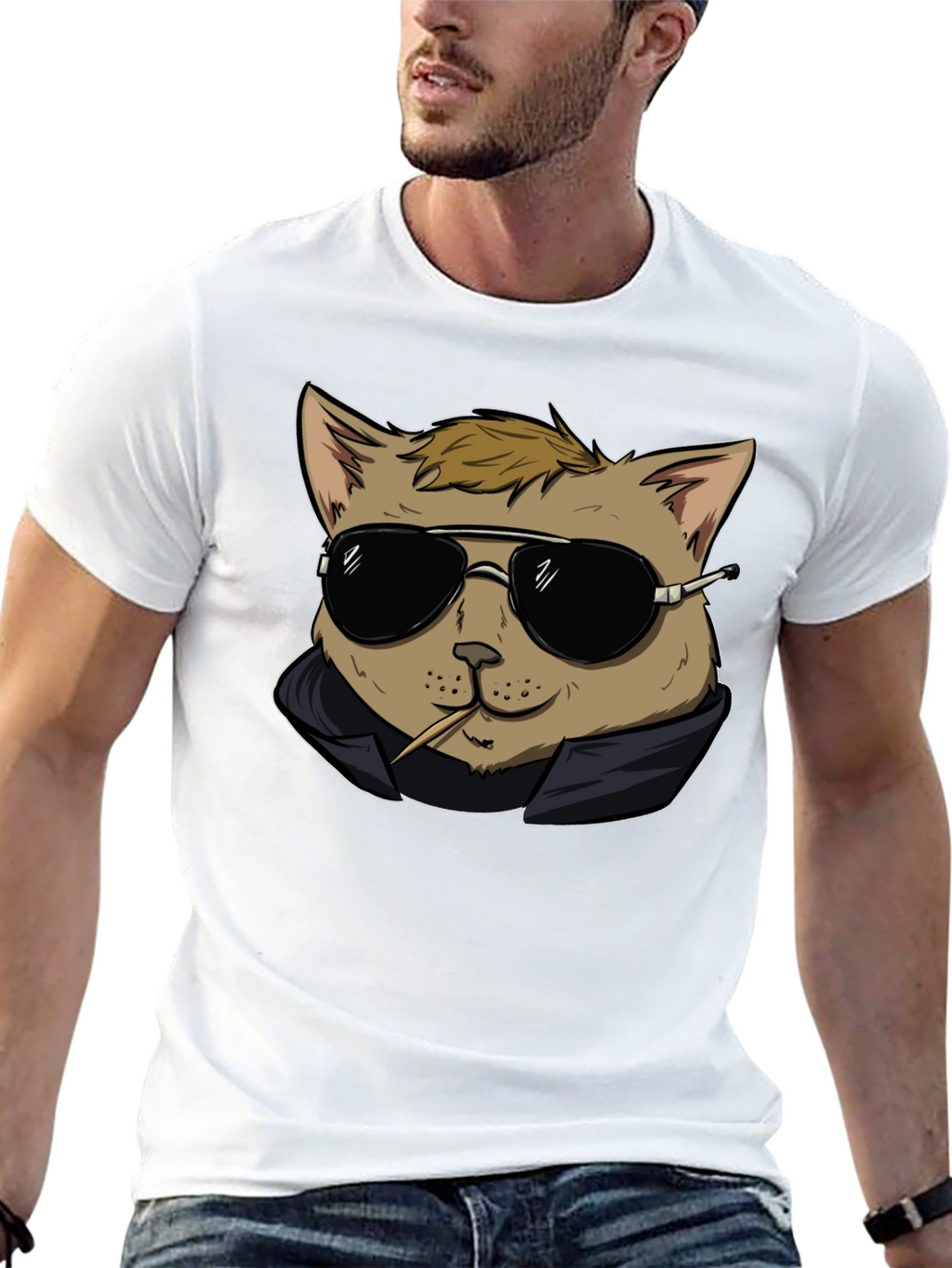 Cool Cat Tee - Black Cotton Graphic T-Shirt