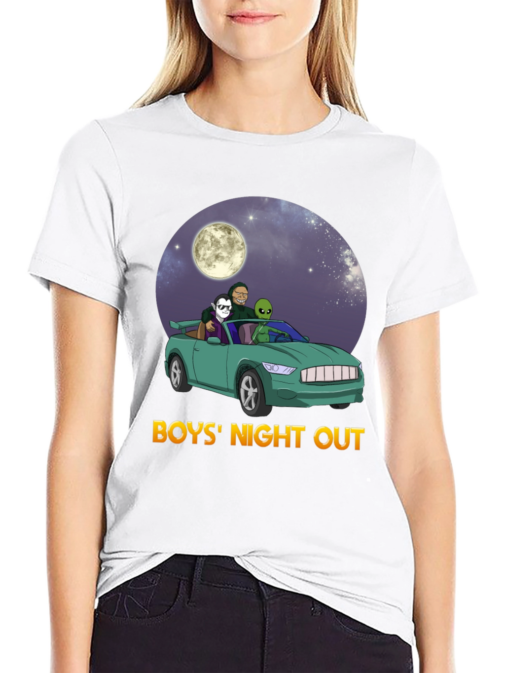 Boys Night Out Graphic Tee - Car Alien Moon