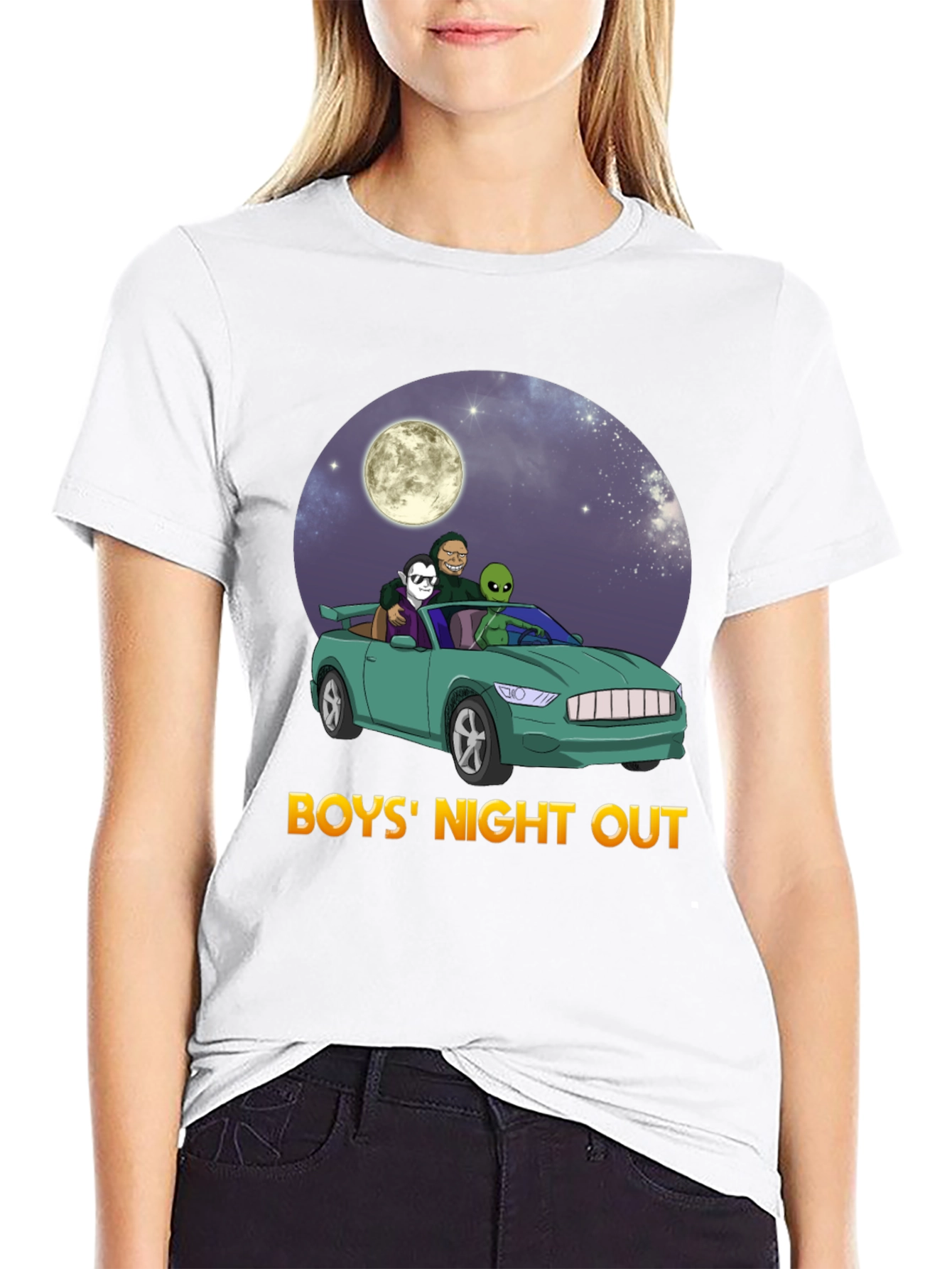 Boys Night Out Graphic Tee - Car Alien Moon