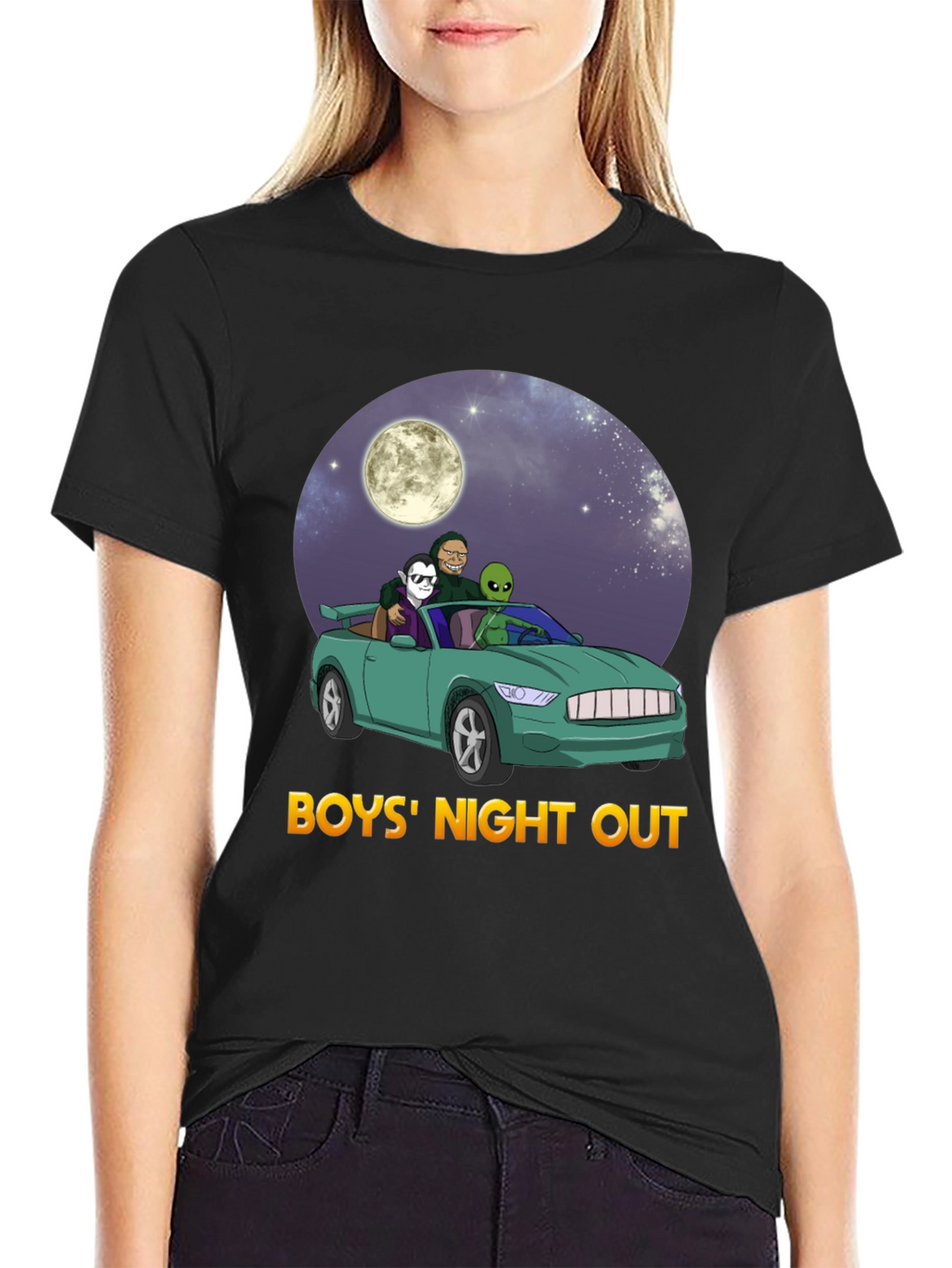Boys Night Out Graphic Tee - Car Alien Moon