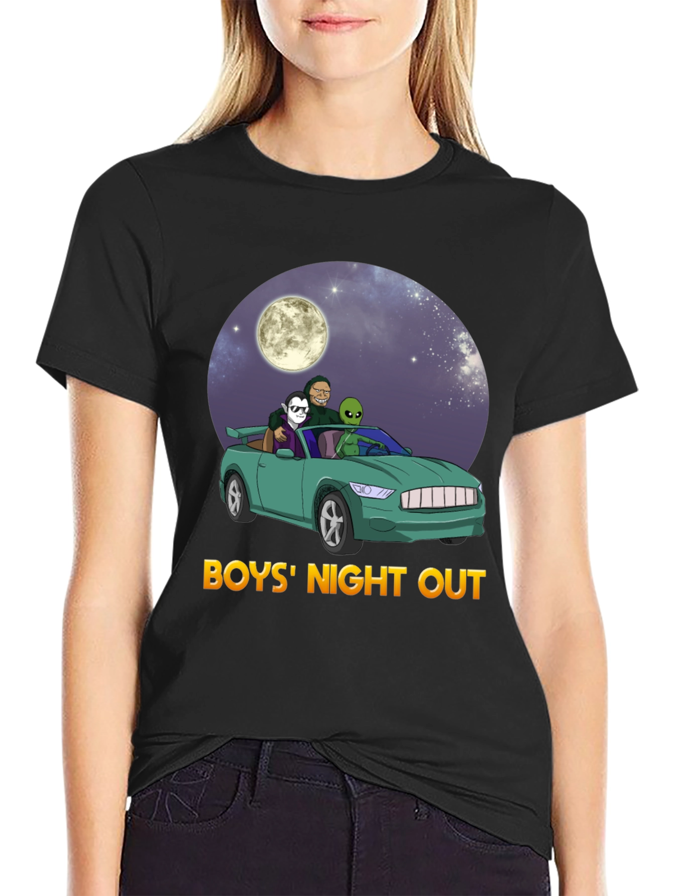 Boys Night Out Graphic Tee - Car Alien Moon