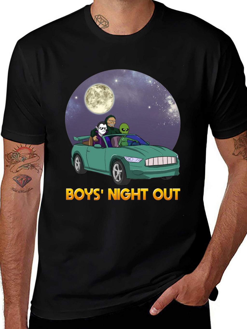 Boys Night Out Graphic Tee - Car Alien Moon