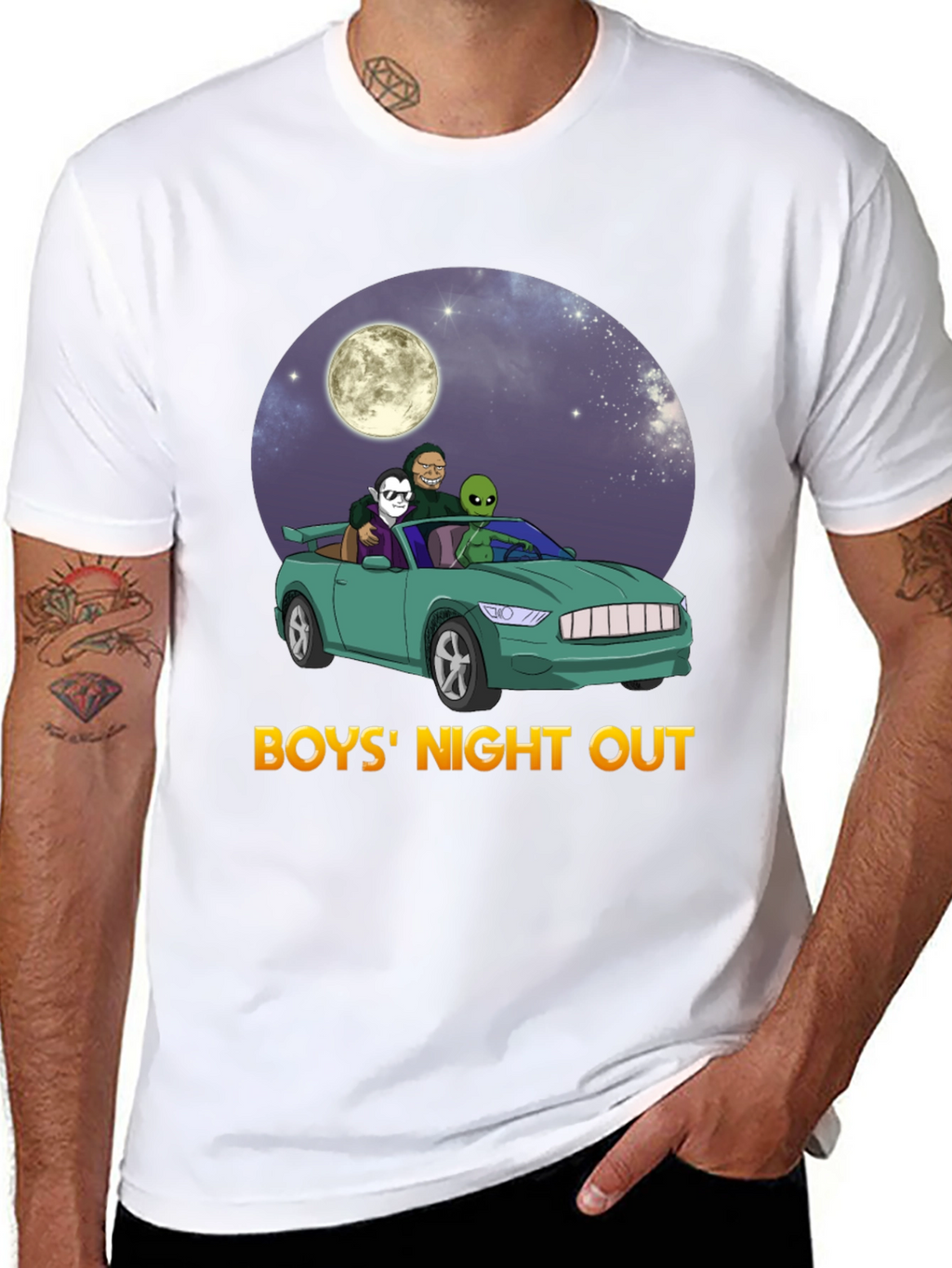 Boys Night Out Graphic Tee - Car Alien Moon