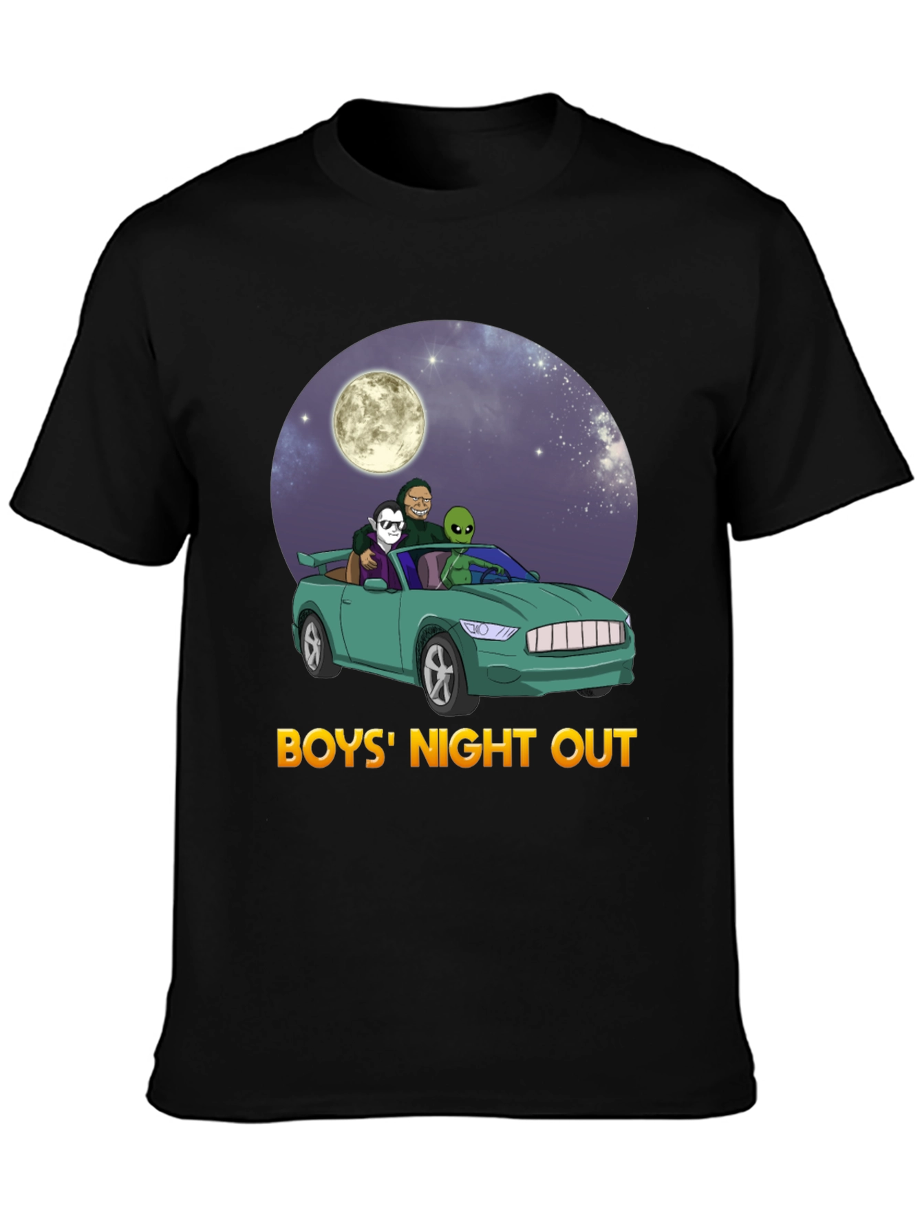 Boys Night Out Graphic Tee - Car Alien Moon