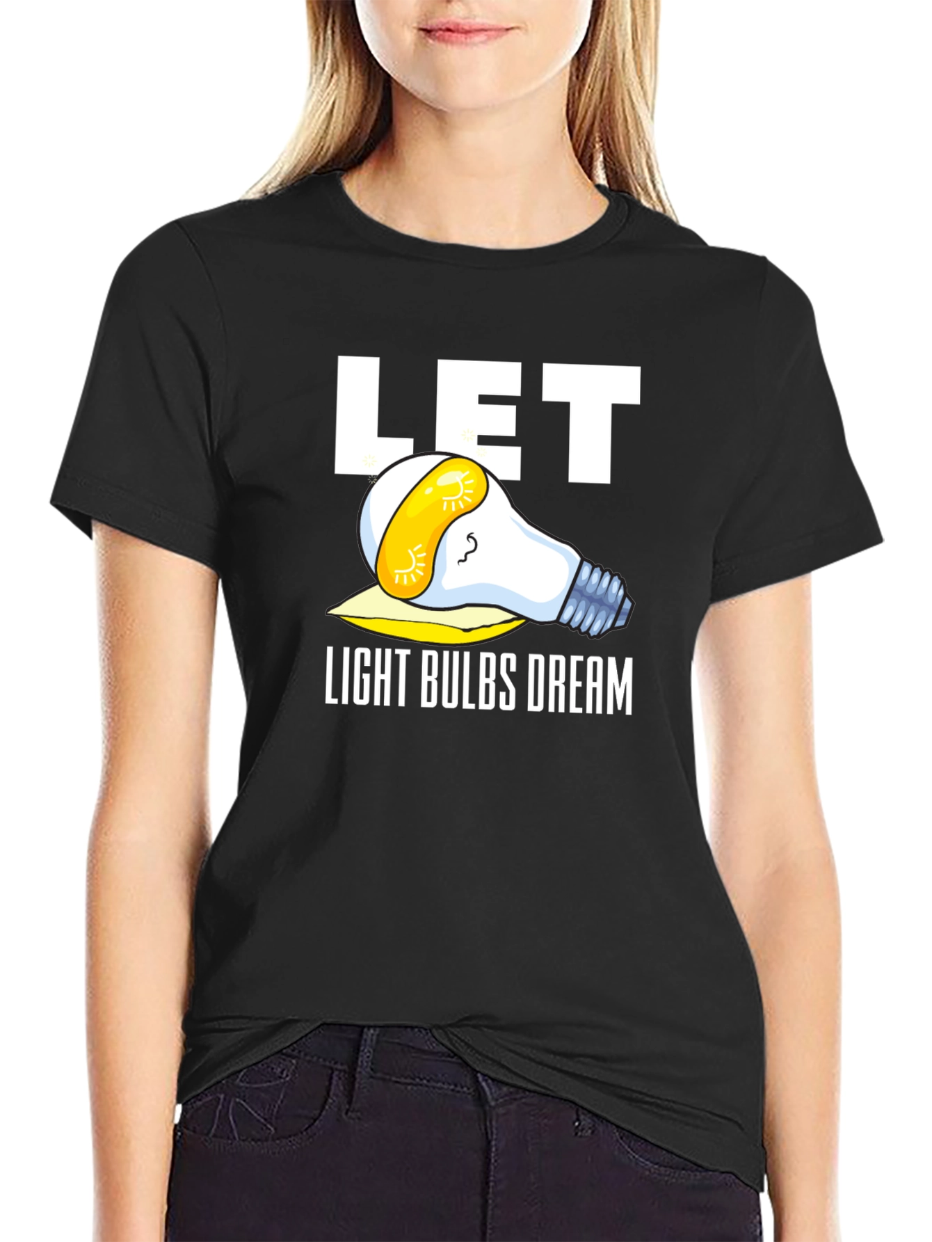 Let Light Bulbs Dream Black Graphic Tee Shirt
