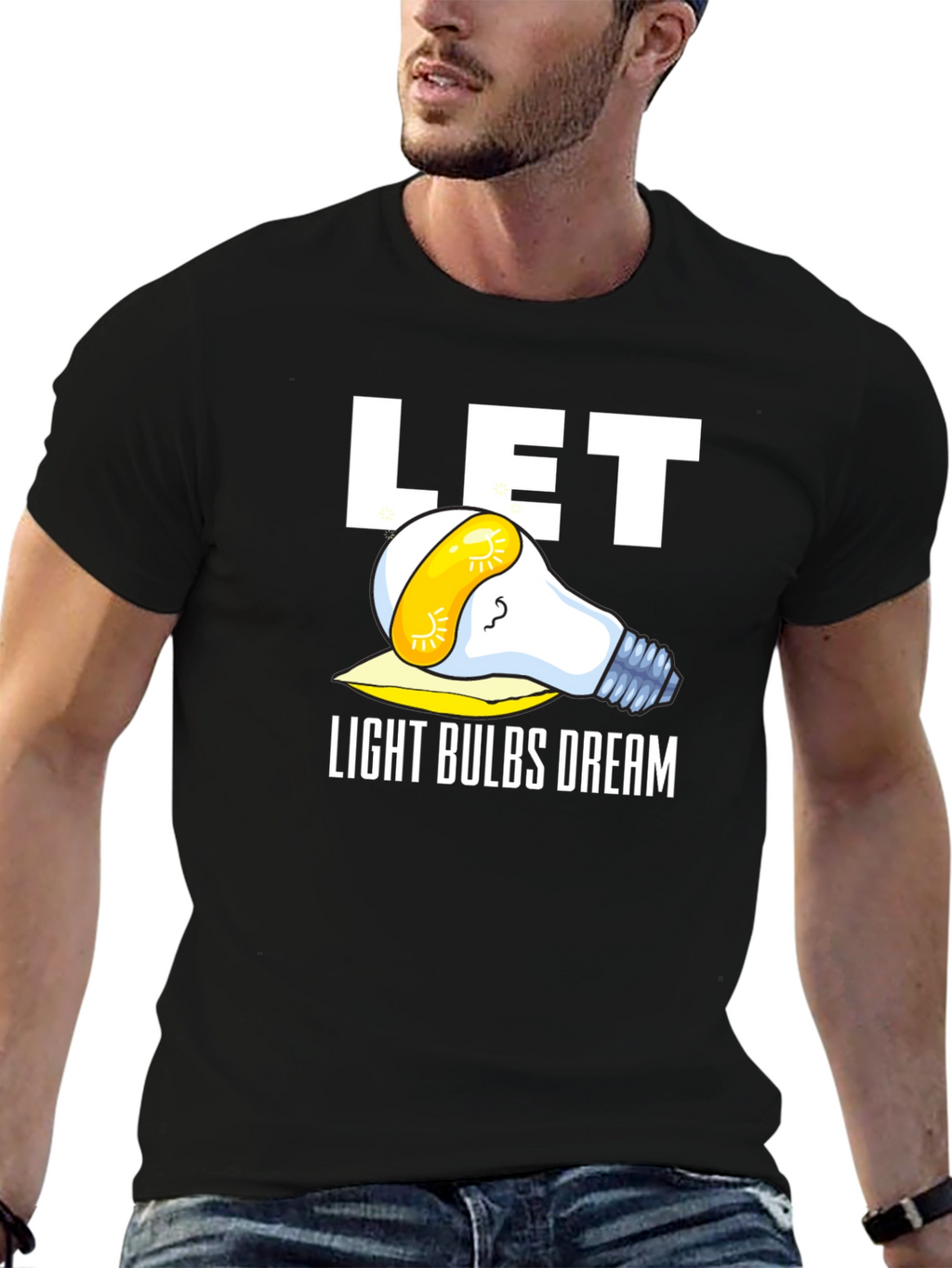 Let Light Bulbs Dream Black Graphic Tee Shirt