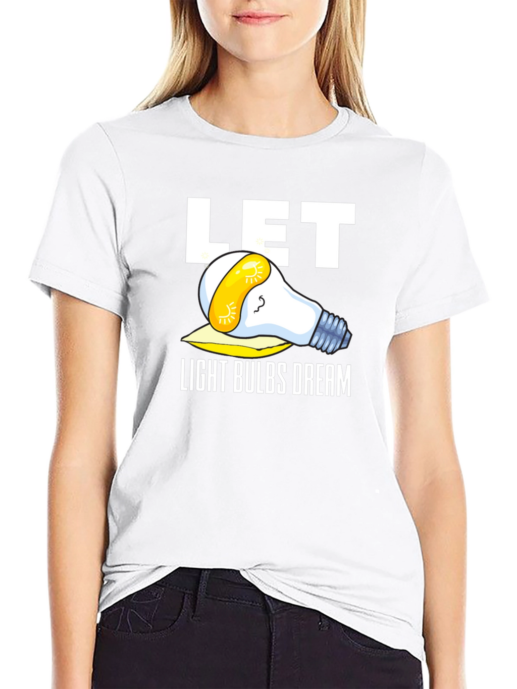 Let Light Bulbs Dream Black Graphic Tee Shirt