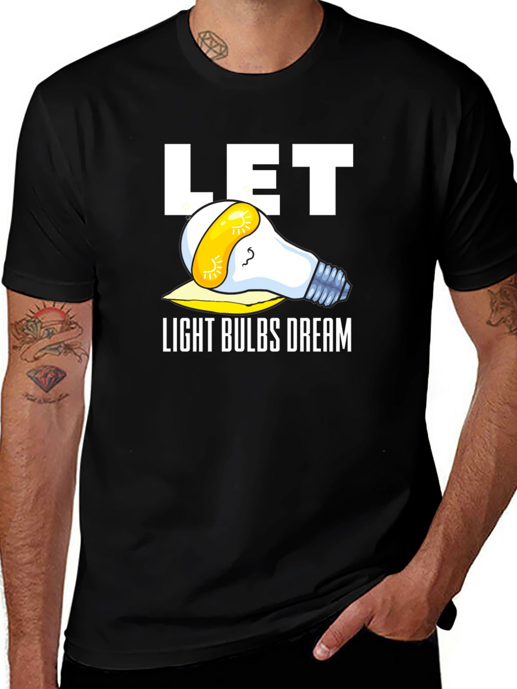 Let Light Bulbs Dream Black Graphic Tee Shirt