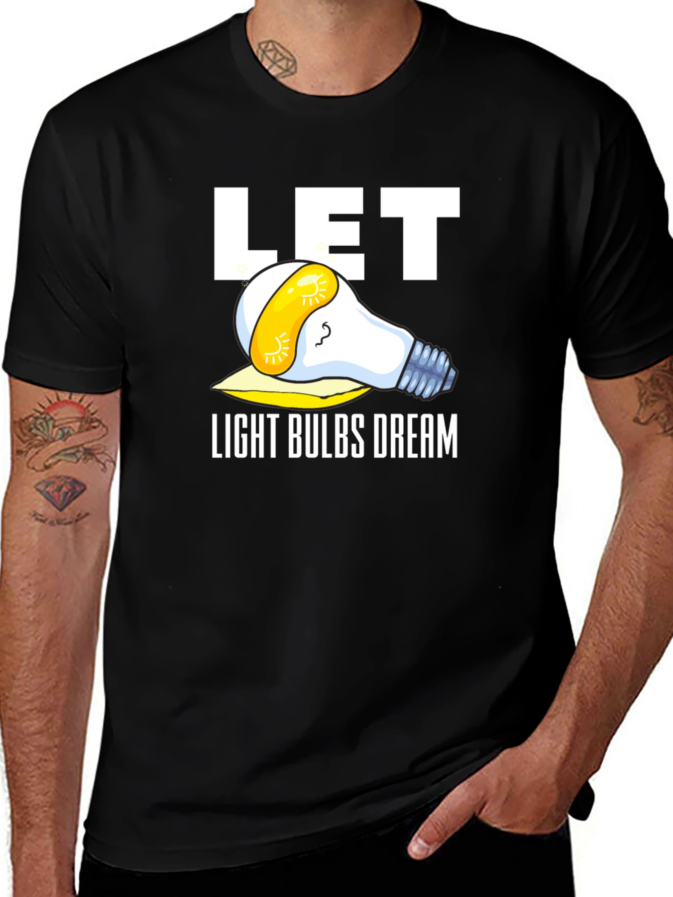 Let Light Bulbs Dream Black Graphic Tee Shirt