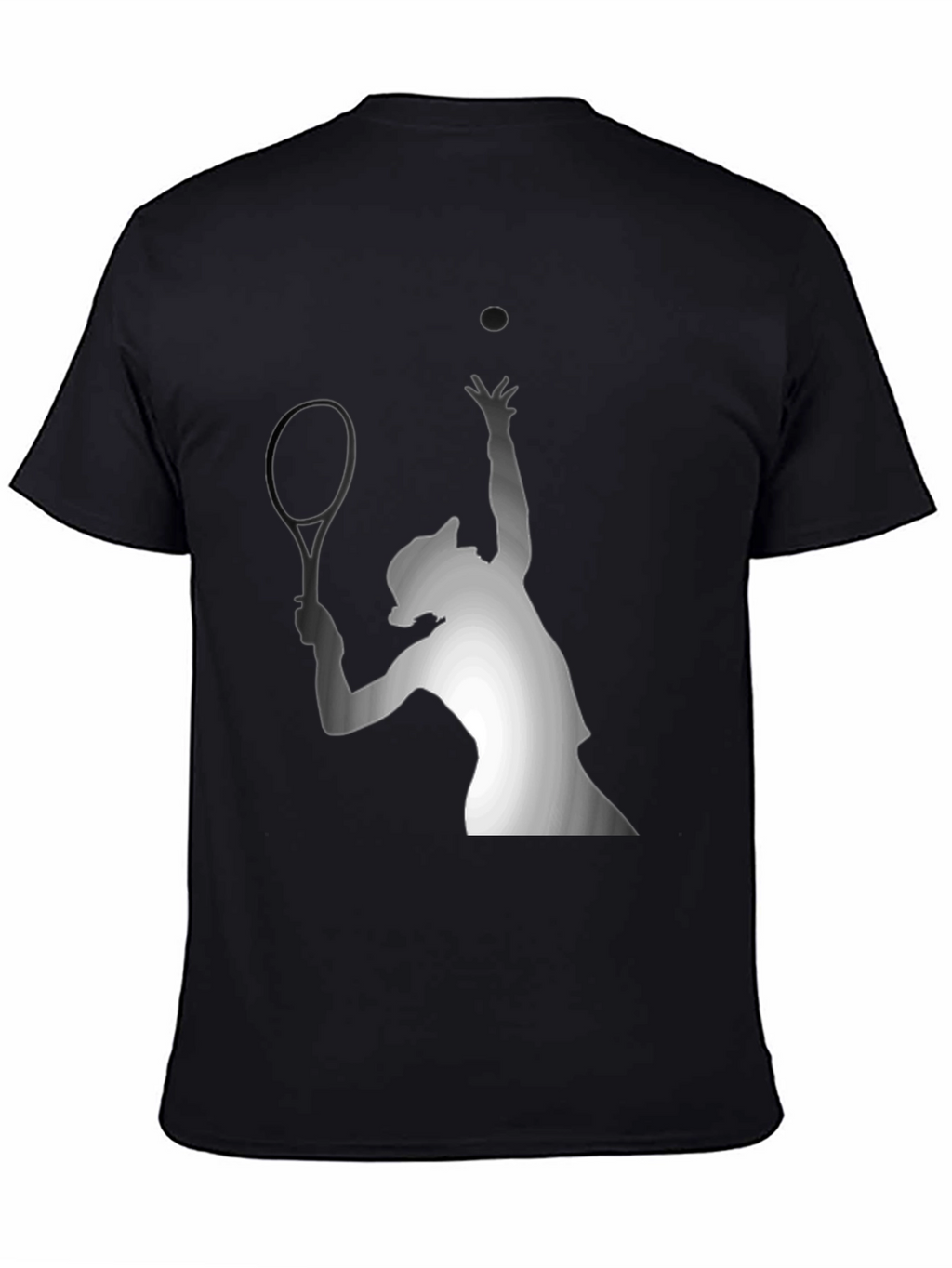 Tennis Serve Graphic Tee - Black Cotton T-Shirt
