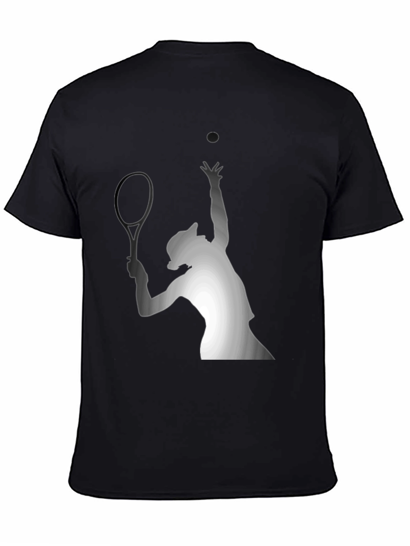 Tennis Serve Graphic Tee - Black Cotton T-Shirt