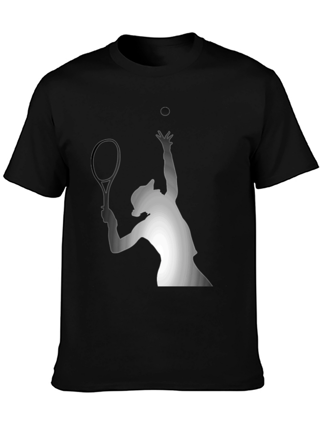 Tennis Serve Graphic Tee - Black Cotton T-Shirt