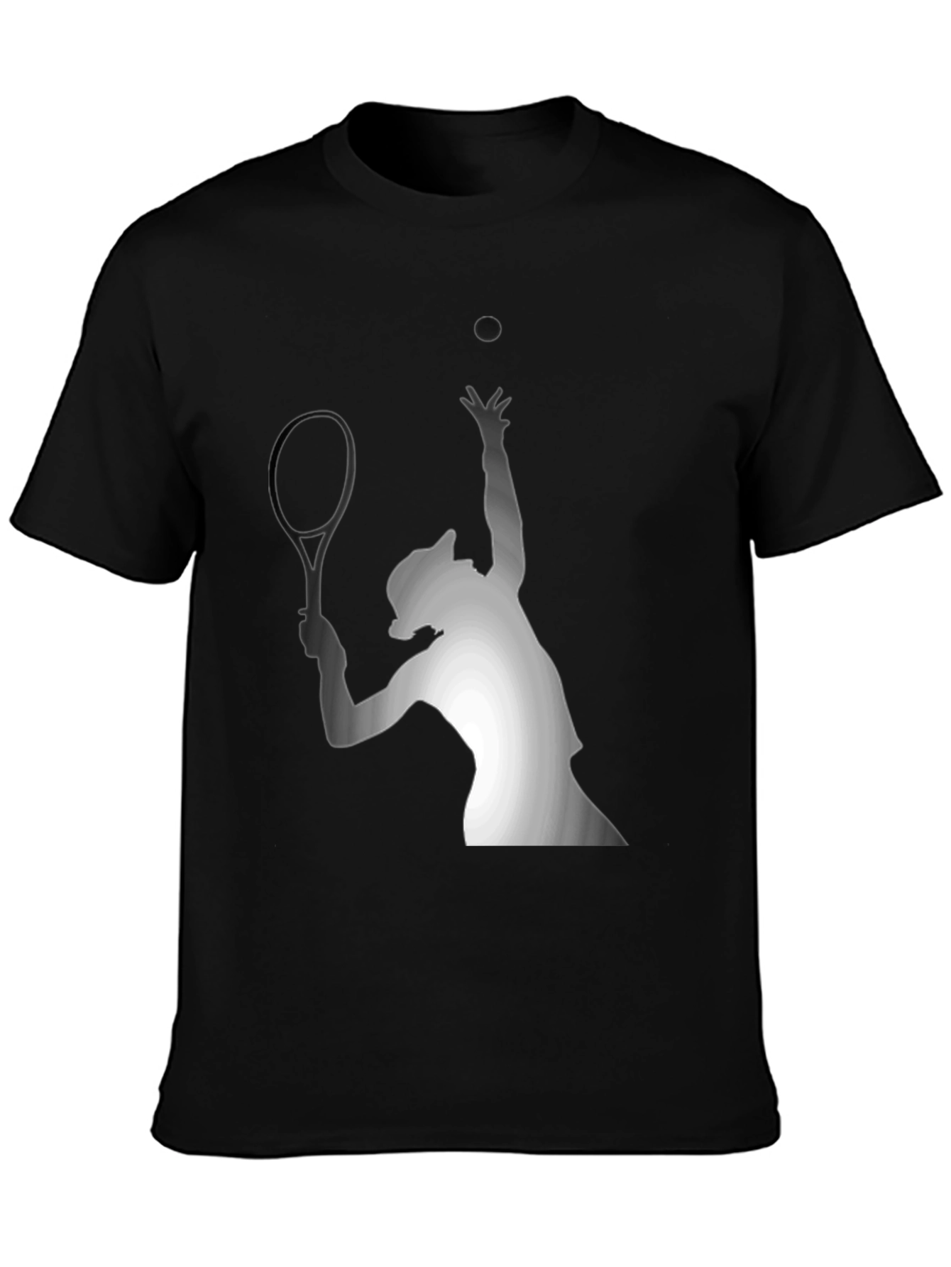 Tennis Serve Graphic Tee - Black Cotton T-Shirt