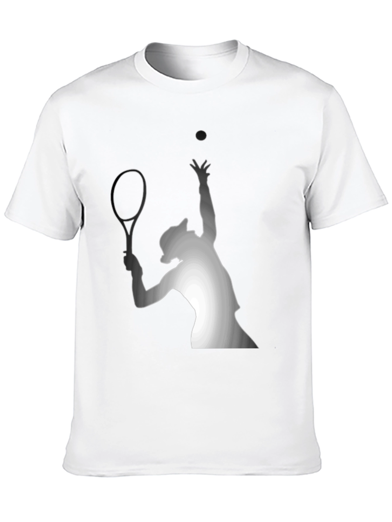 Tennis Serve Graphic Tee - Black Cotton T-Shirt