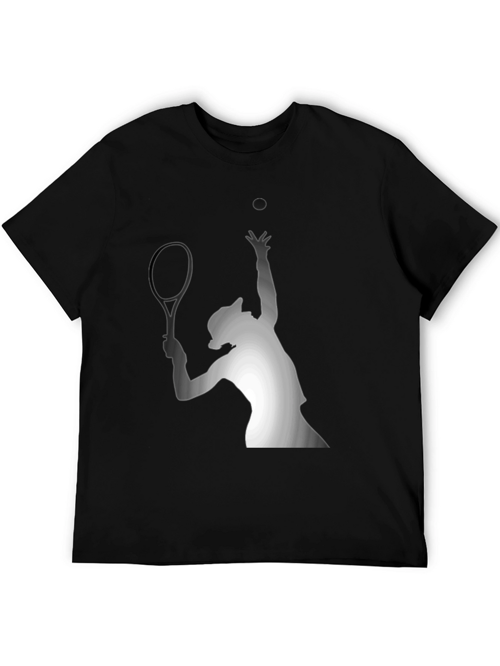 Tennis Serve Graphic Tee - Black Cotton T-Shirt