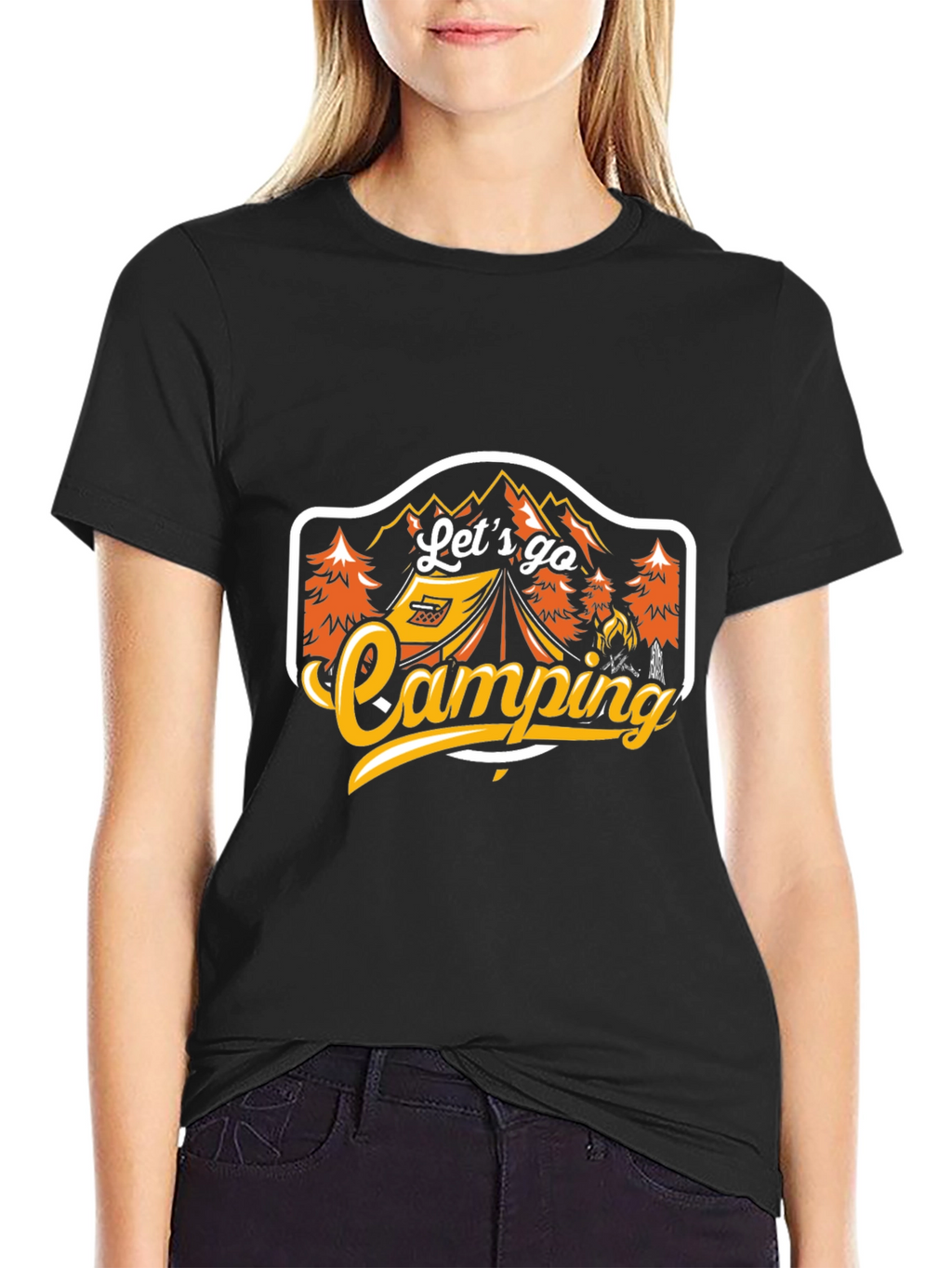 Lets Go Camping Black Graphic Tee