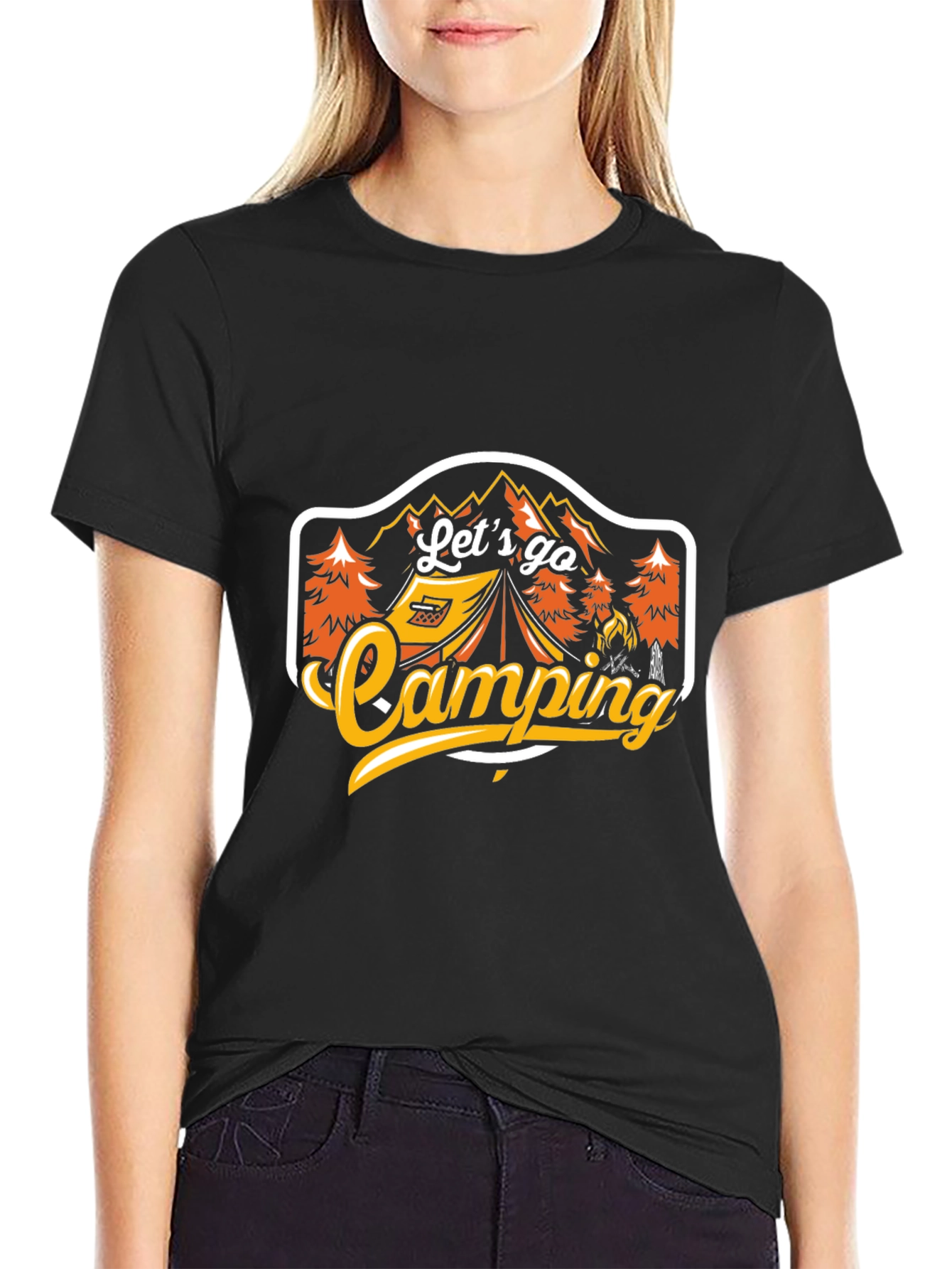 Lets Go Camping Black Graphic Tee