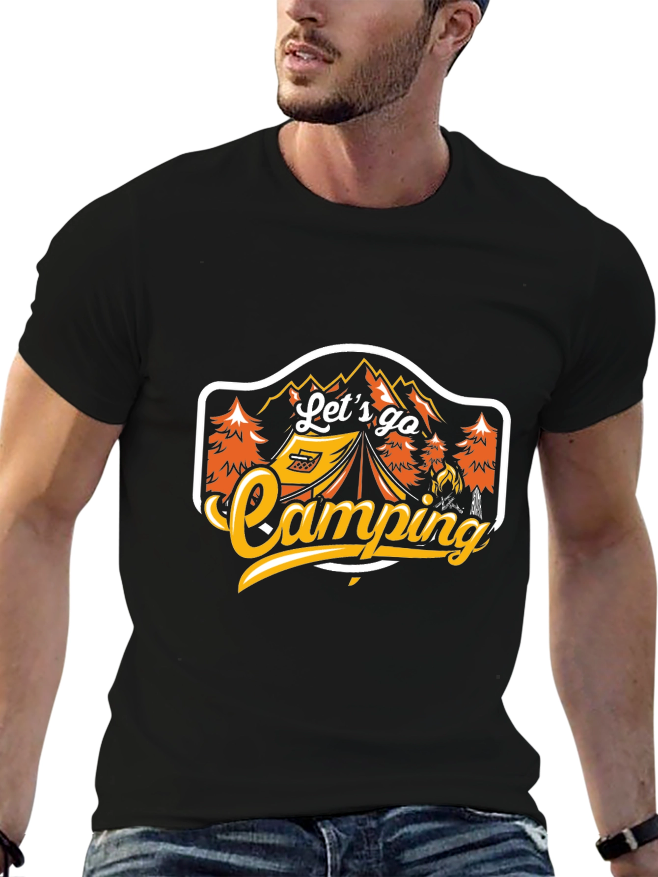 Lets Go Camping Black Graphic Tee