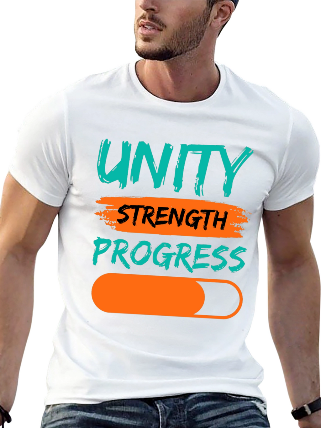 Unity Strength Progress Graphic Tee - Black Cotton T-Shirt