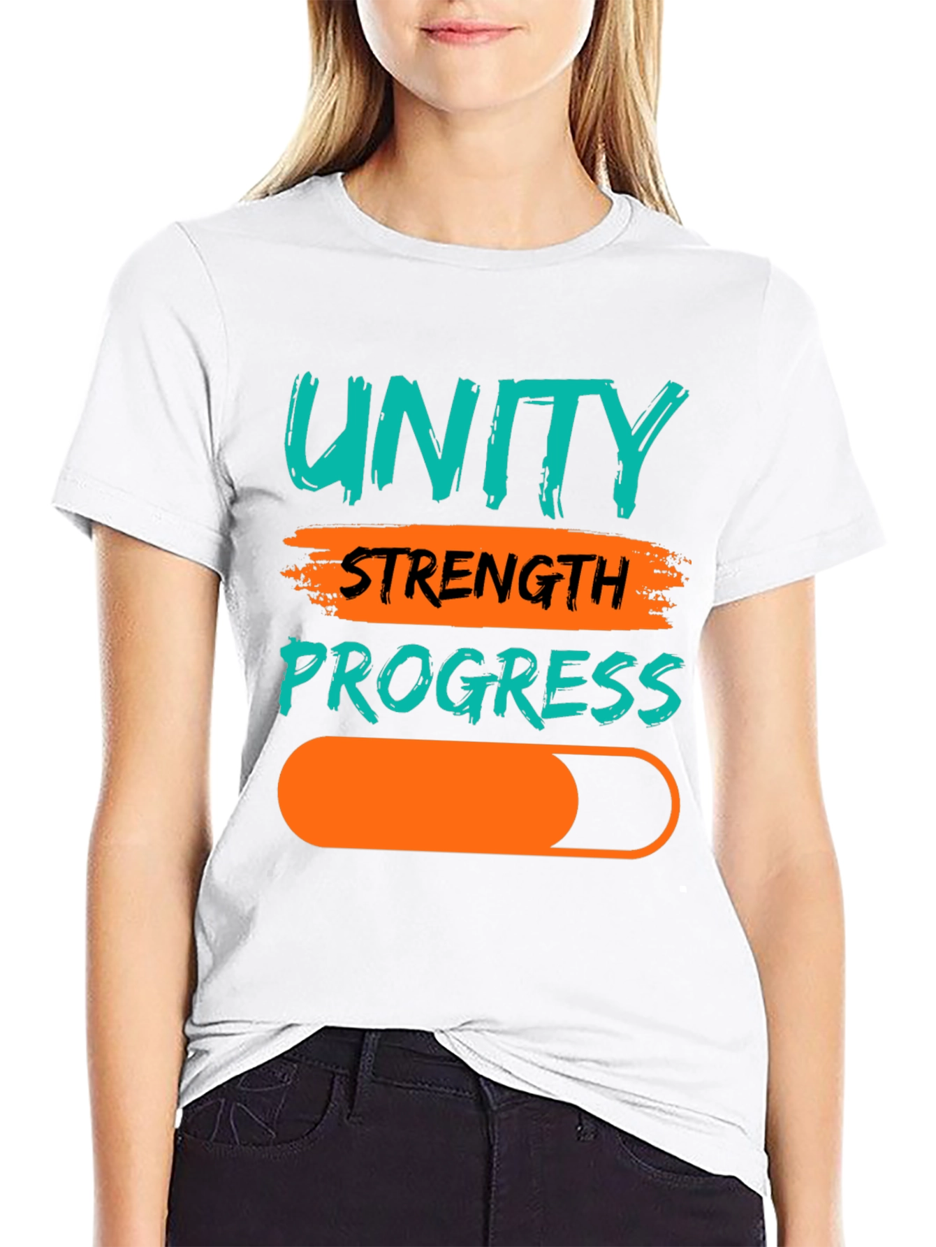 Unity Strength Progress Graphic Tee - Black Cotton T-Shirt