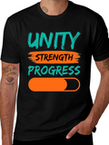 Unity Strength Progress Graphic Tee - Black Cotton T-Shirt