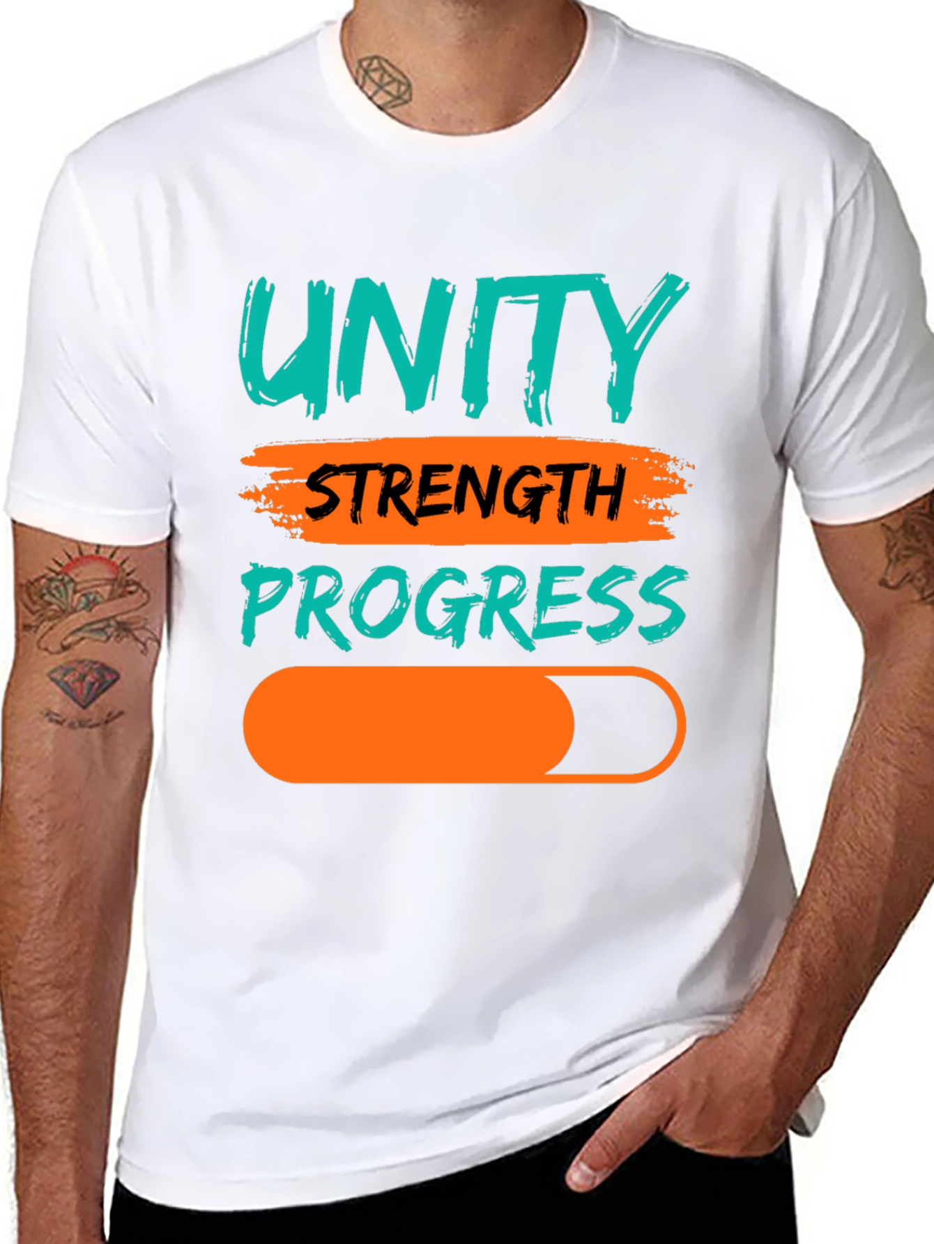 Unity Strength Progress Graphic Tee - Black Cotton T-Shirt