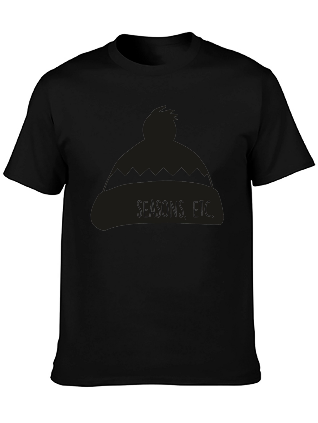 Seasons Etc. Beanie Graphic Tee - Unisex Black T-Shirt