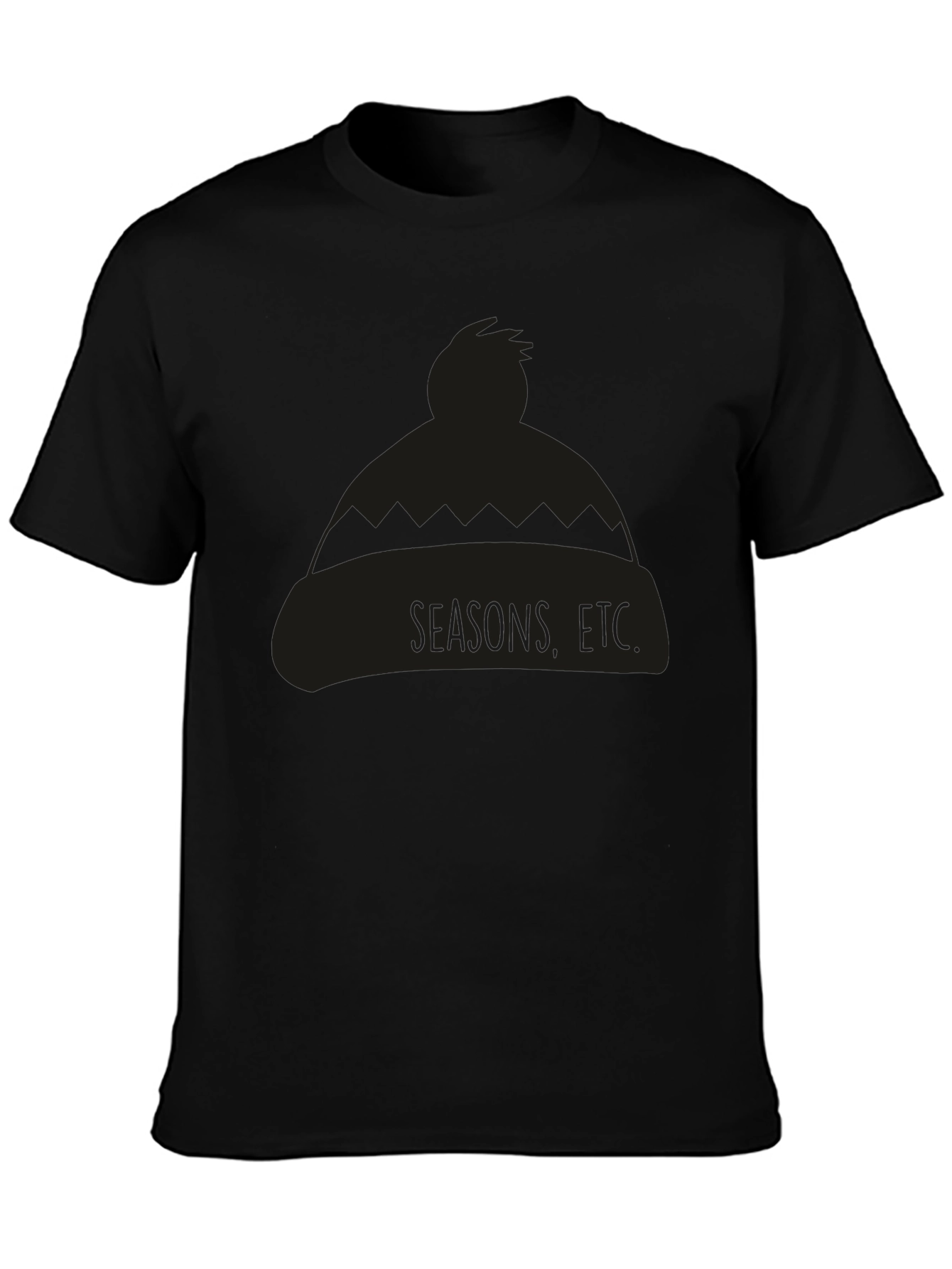 Seasons Etc. Beanie Graphic Tee - Unisex Black T-Shirt