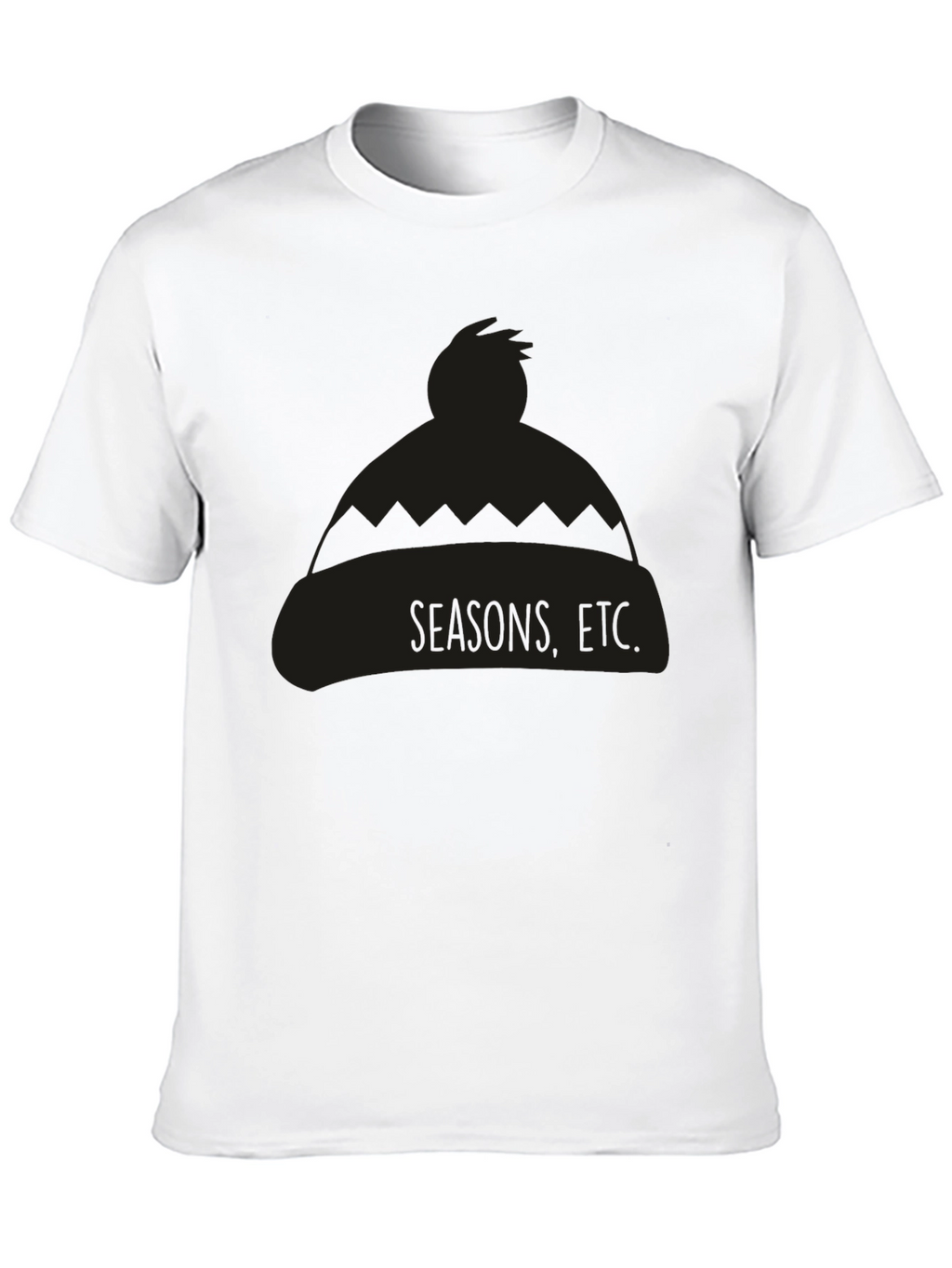 Seasons Etc. Beanie Graphic Tee - Unisex Black T-Shirt