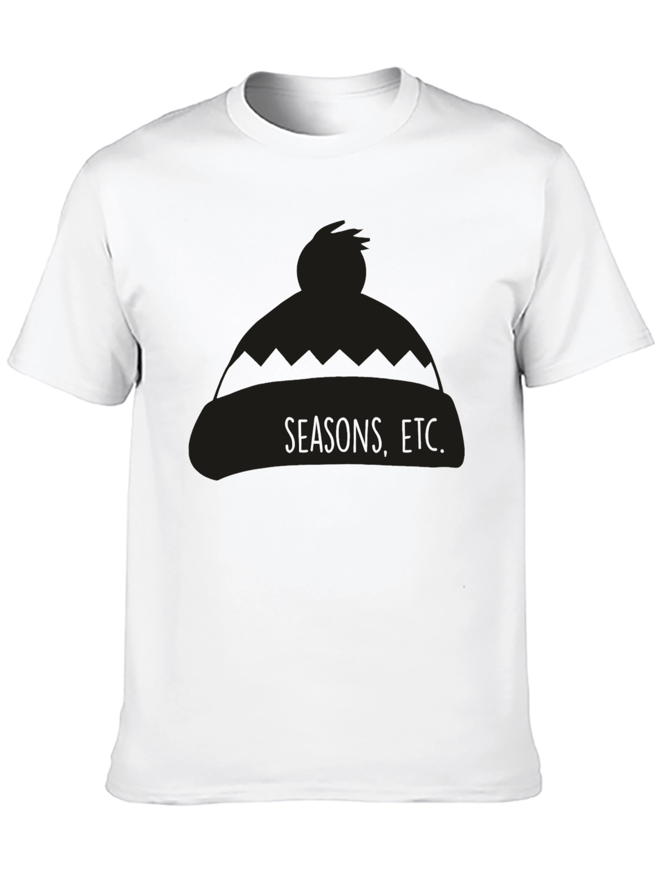 Seasons Etc. Beanie Graphic Tee - Unisex Black T-Shirt