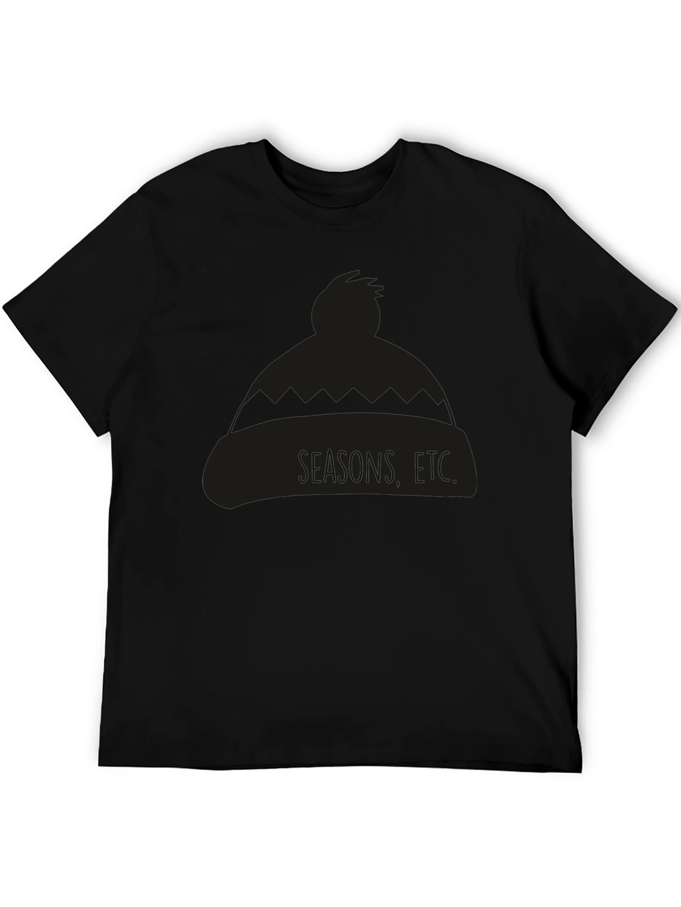 Seasons Etc. Beanie Graphic Tee - Unisex Black T-Shirt