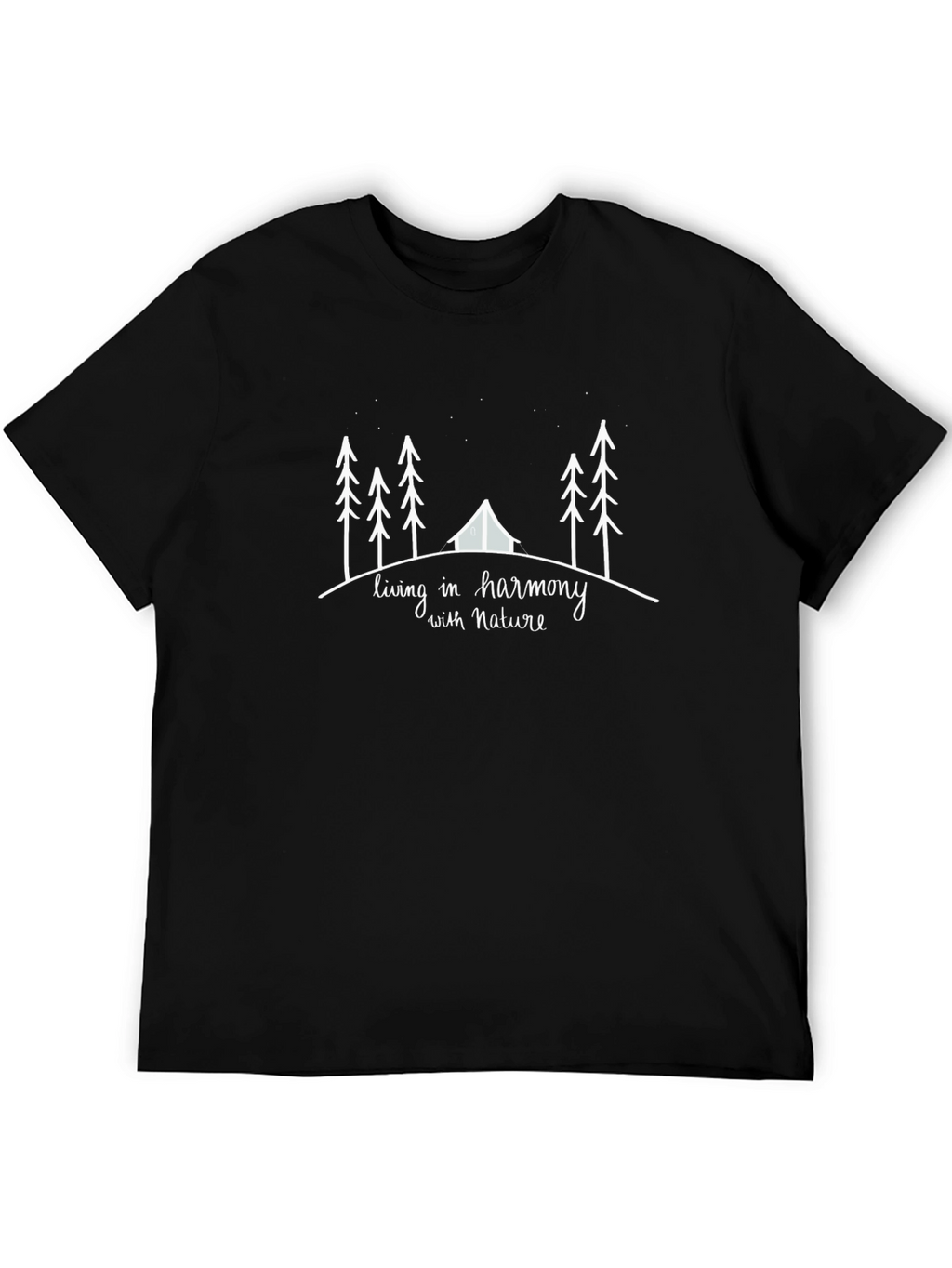 Nature Harmony Graphic Tee - Black Cotton Comfort
