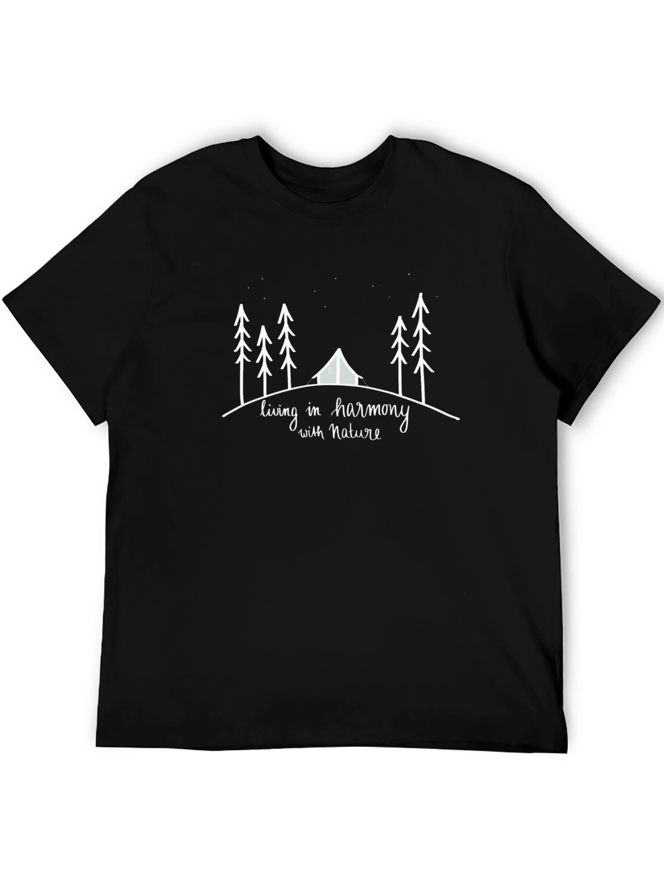 Nature Harmony Graphic Tee - Black Cotton Comfort