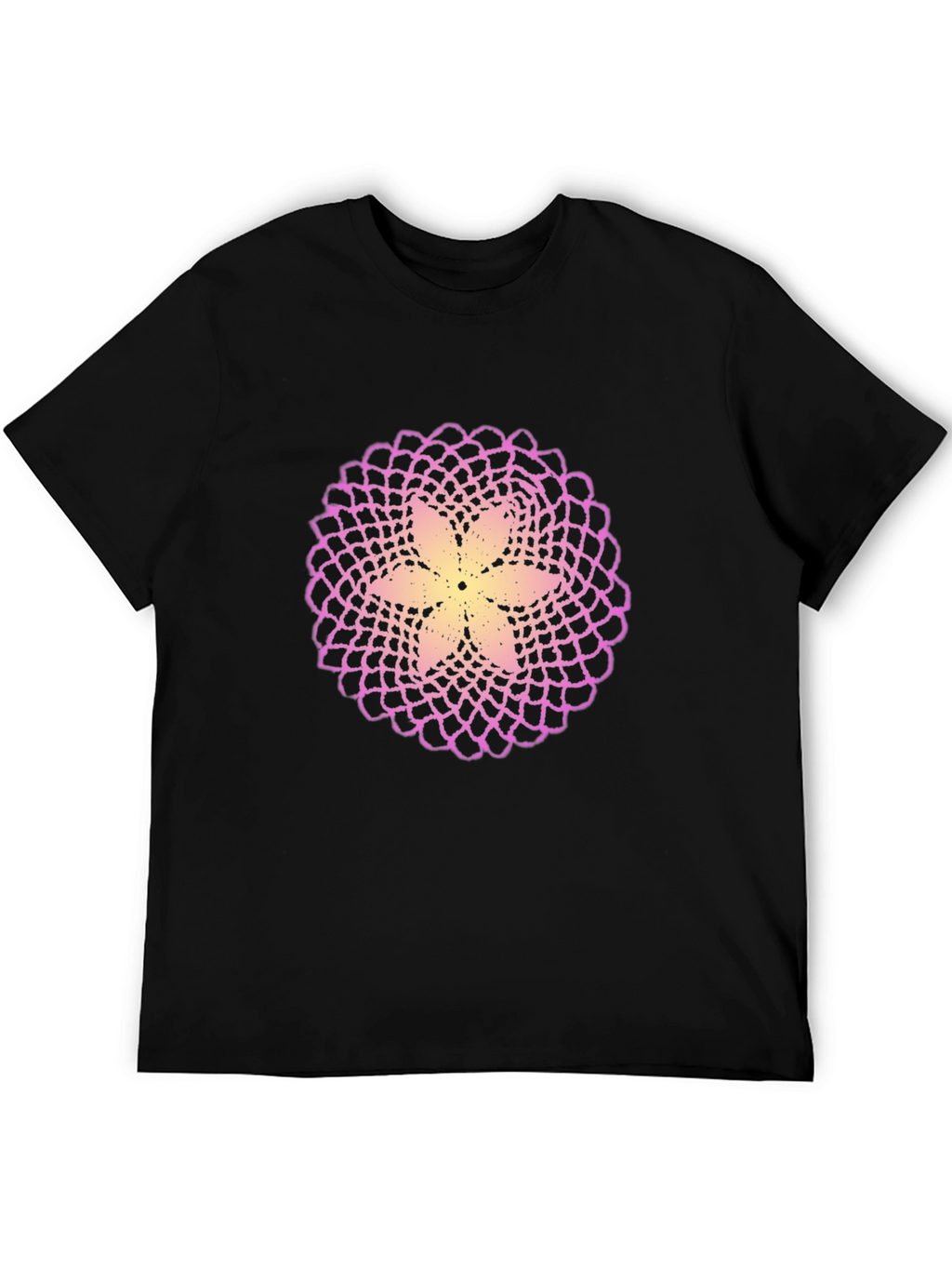 Flower Mandala Graphic Black T-Shirt