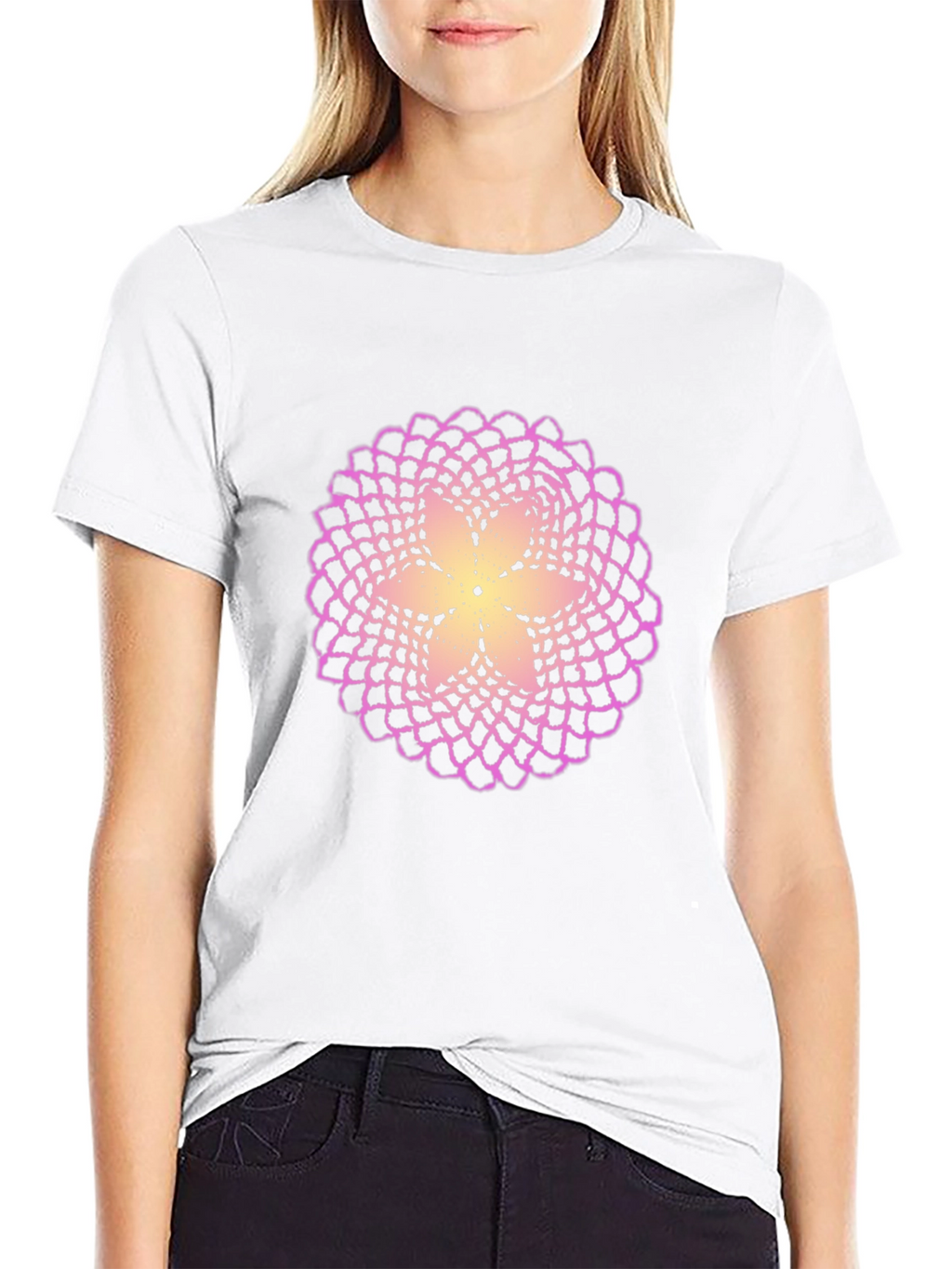 Flower Mandala Graphic Black T-Shirt