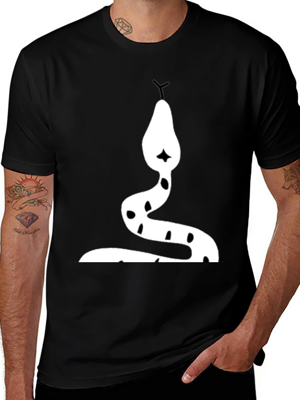 Snake Graphic Tee - Bold Black Cotton T-Shirt